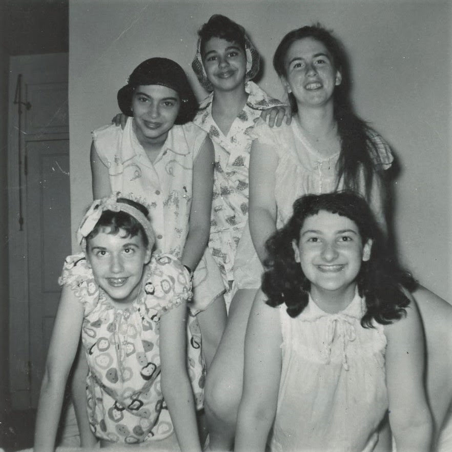 Marilyn Gelman, Beverly Douma, Sandy Lichtman, Rochelle Goldberg, Linda Belifante, Continental Hotel, May 10, 1957