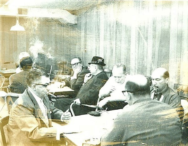 Paterson NJ, 10th Aven Citizens Club, 1969, Bob Goldberg, Moe Cohen (Ina Cohen Harris's uncle), smoking, card games