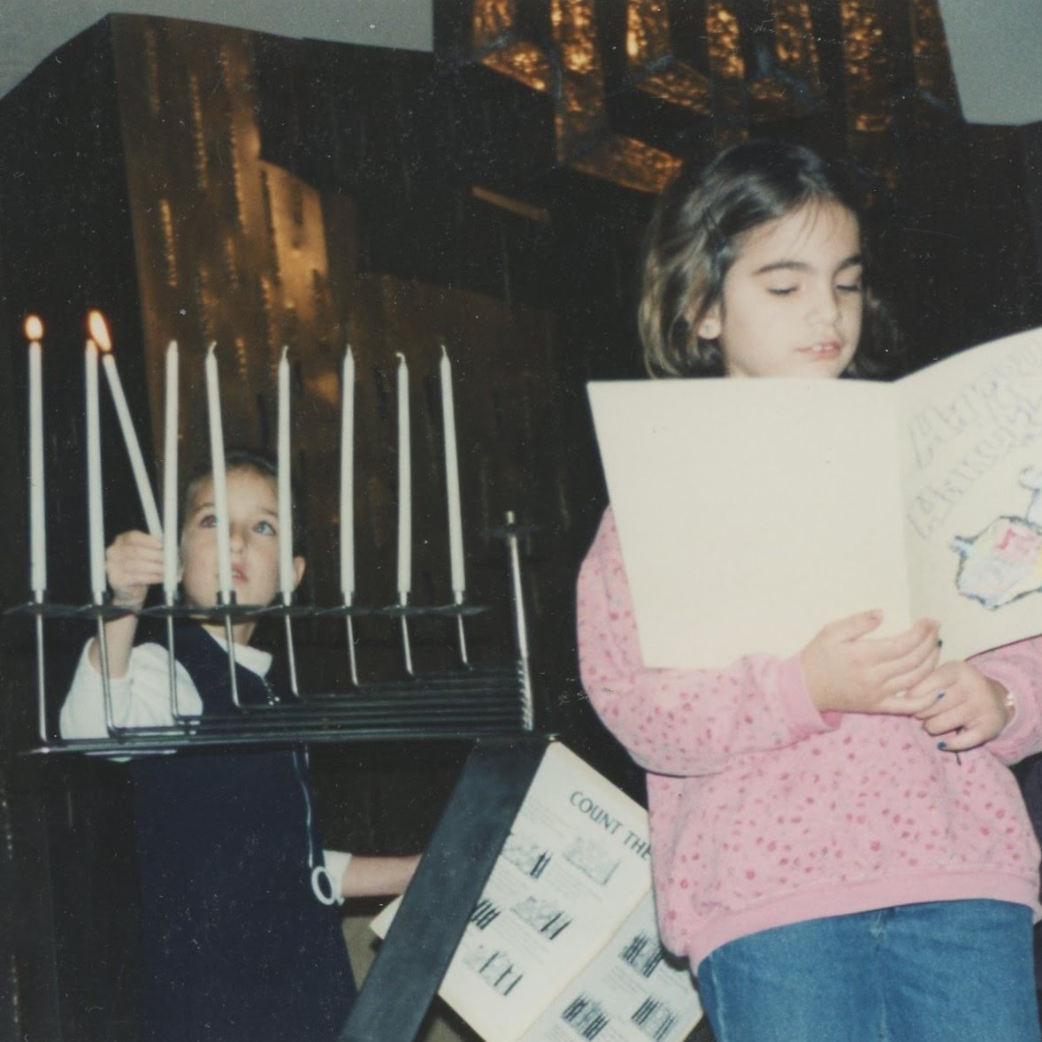 lighting Hanukkah candles, Washington Township JCC, New Jersey