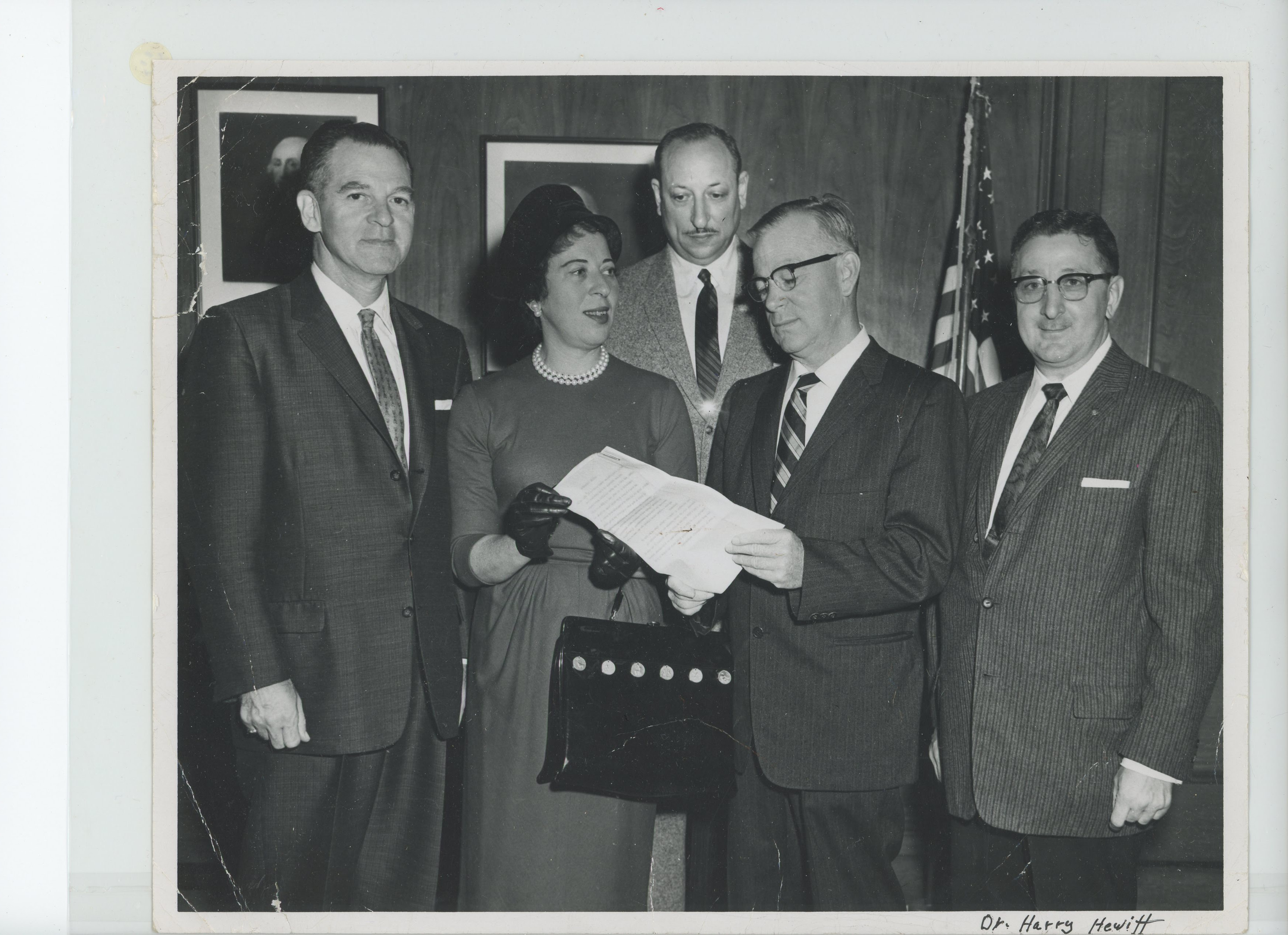 Paterson Mayor Edward L. O’Byrne receiving a B’nai Brith award from Marge Bornstein, 1958.