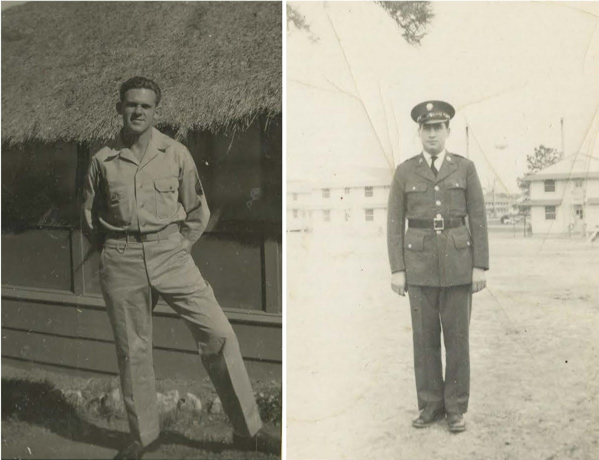 Shul Breslauer on the left and Barney Zinger on the right. WWII era.