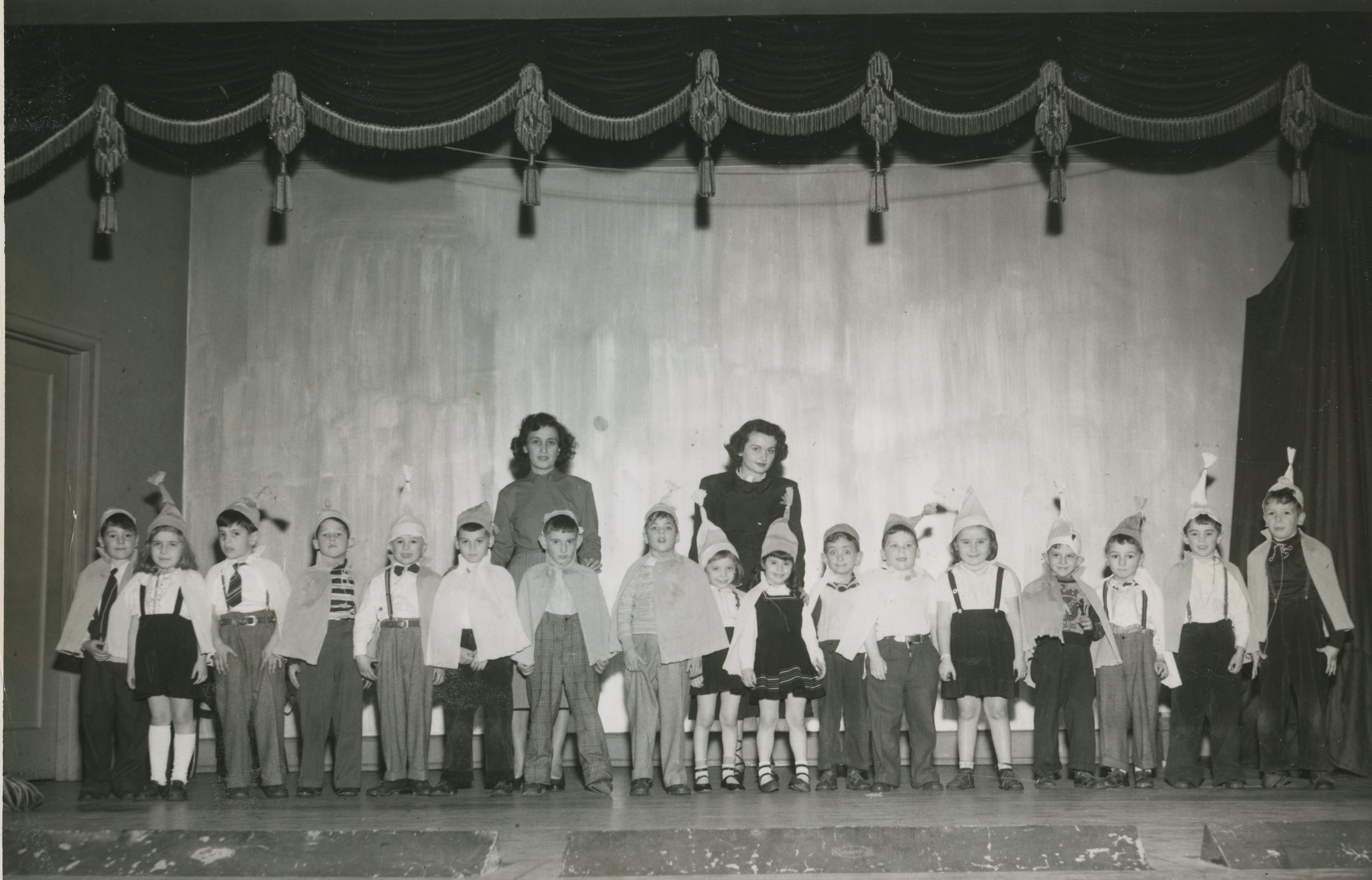 Hanukkah show time at the Yavneh Academy, 1948