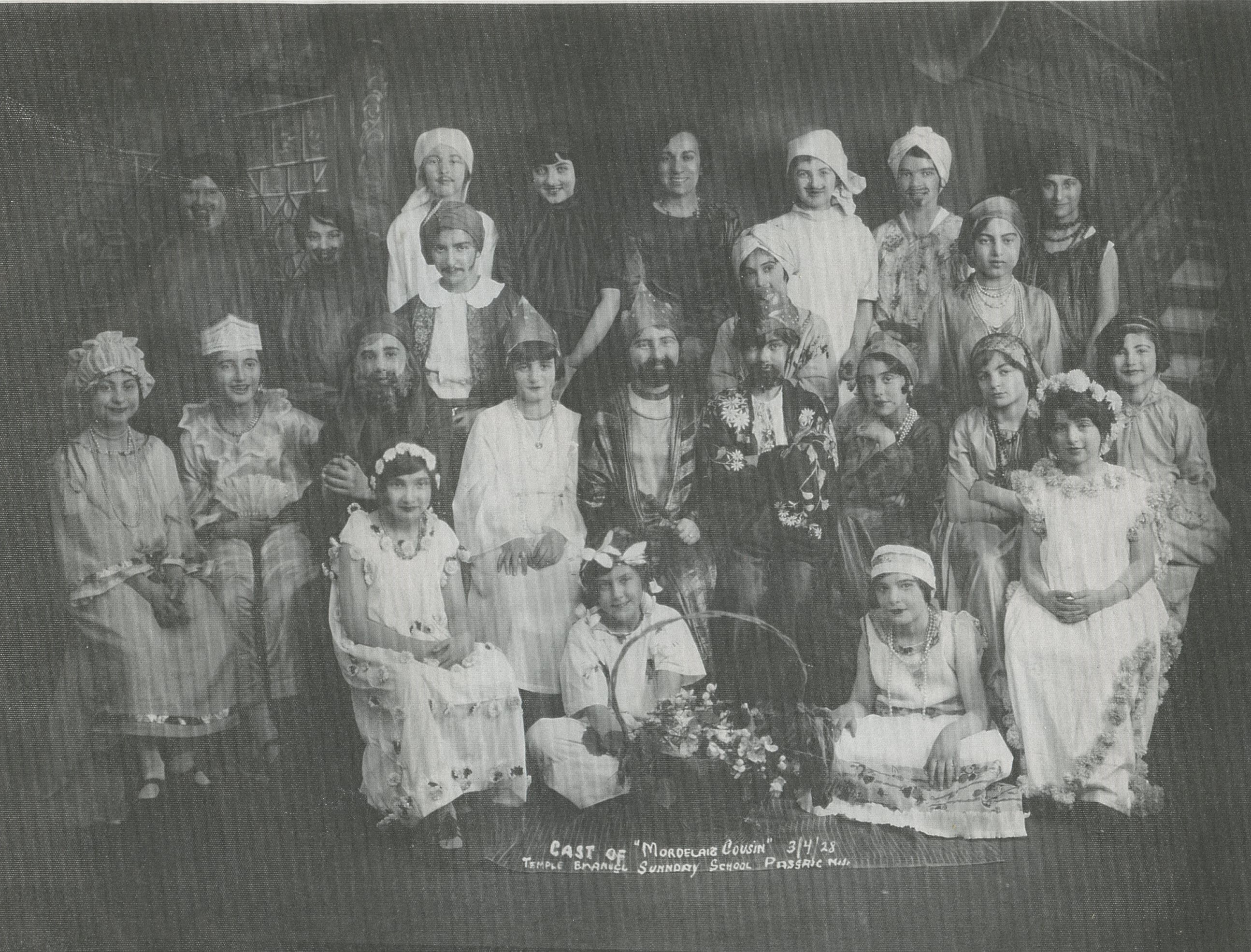 Cast of “Mordecai’s Cousin” at Temple Emanuel, Passaic, March 4, 1928