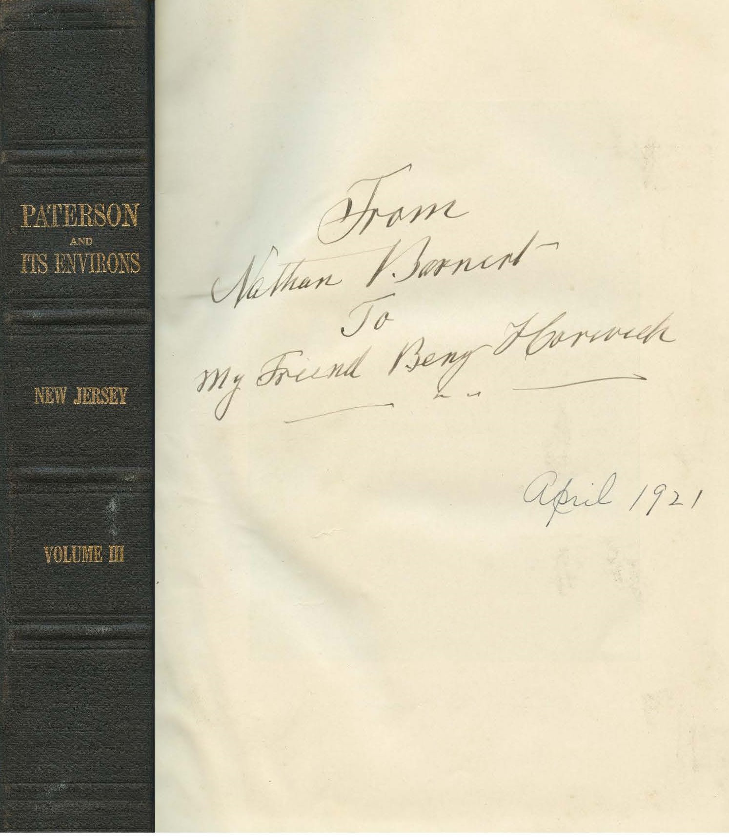 Book, Paterson and Its Environs, Vol III, Ben Horwich, Nathan Barnert, 1921