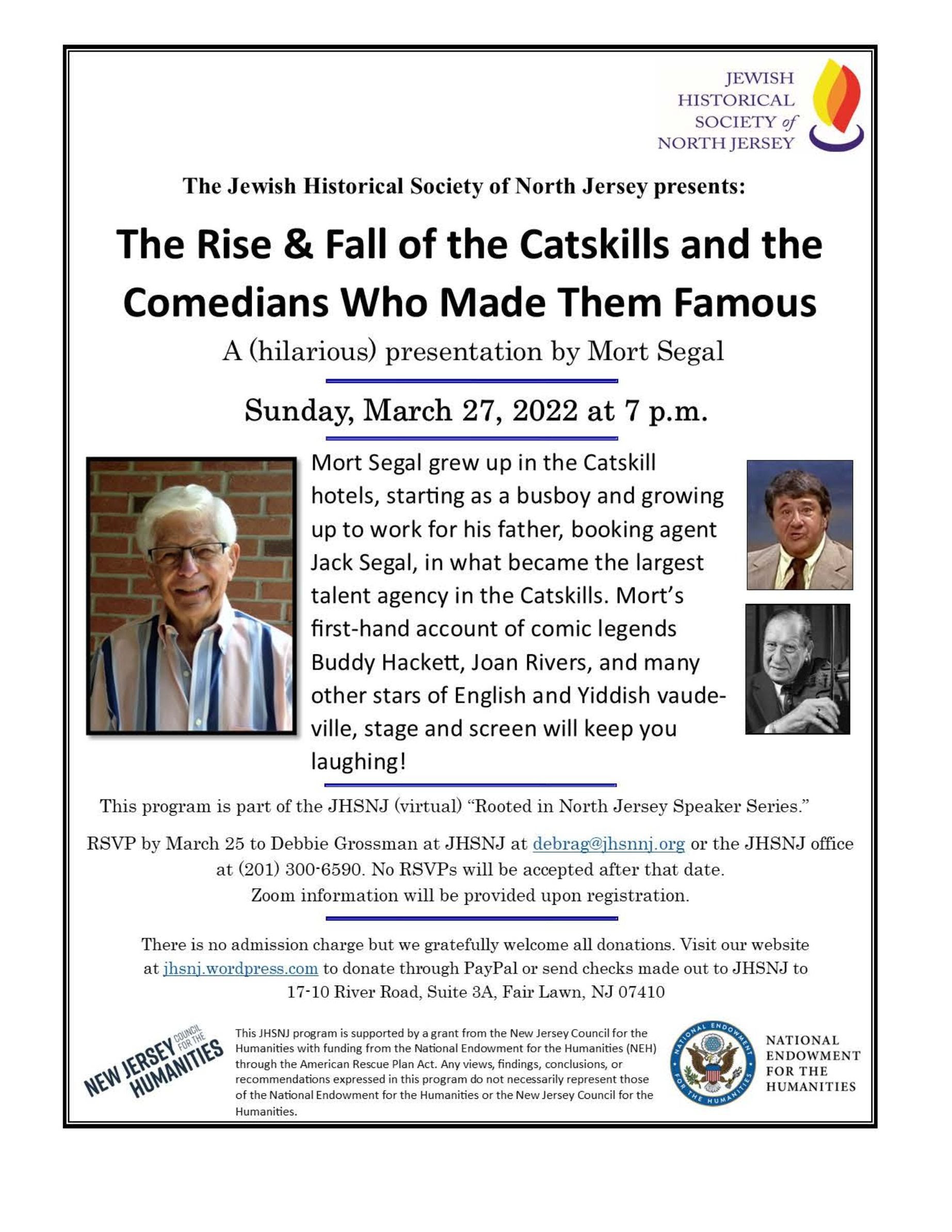 The Jewish Historical Society of North Jersey, Mort Segal, Buddy Hacket, Joan Rivers