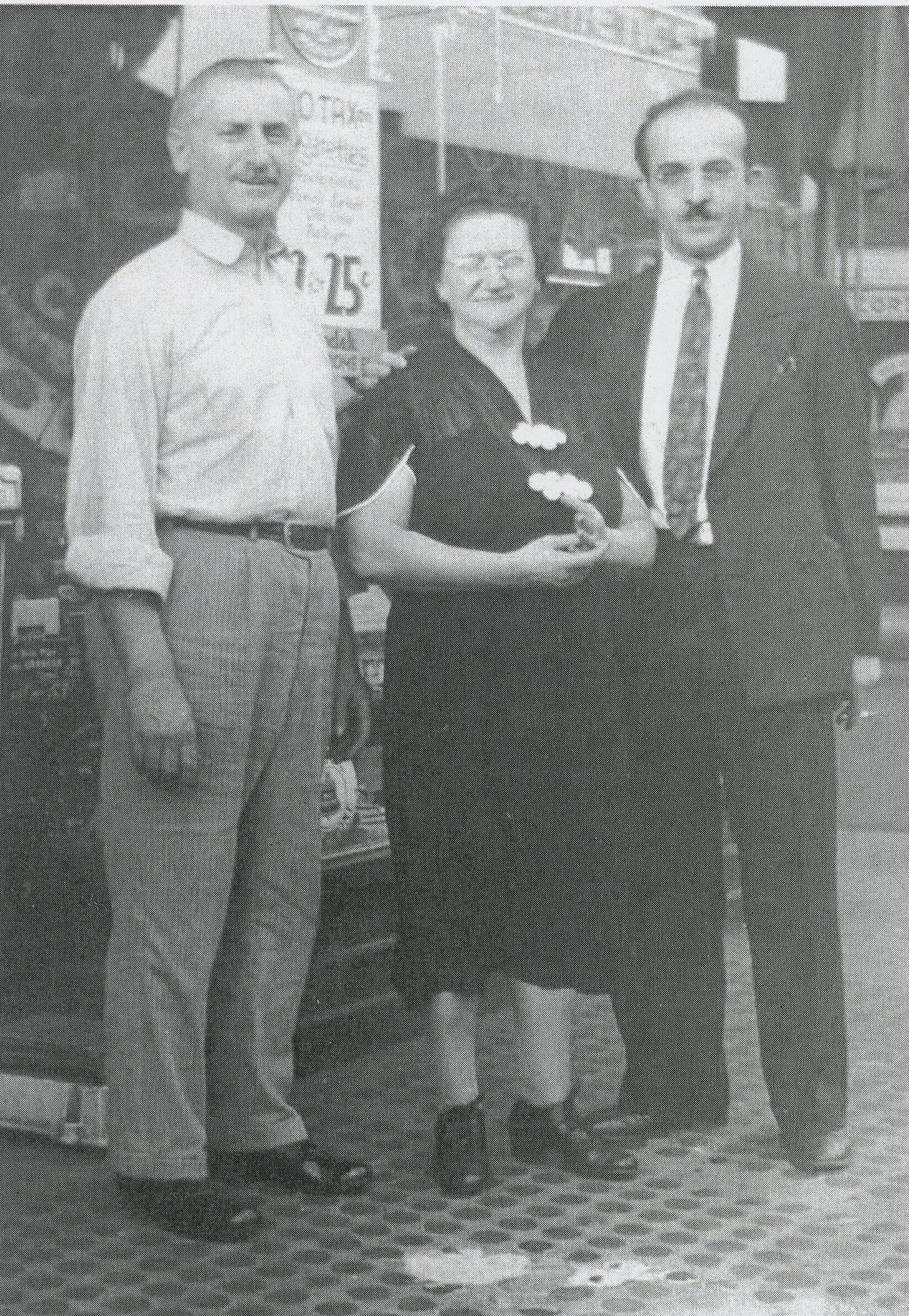 Zelda Friedenrich Weiner's father and mother and Uncle Irving, Market St, Paterson NJ, 1930