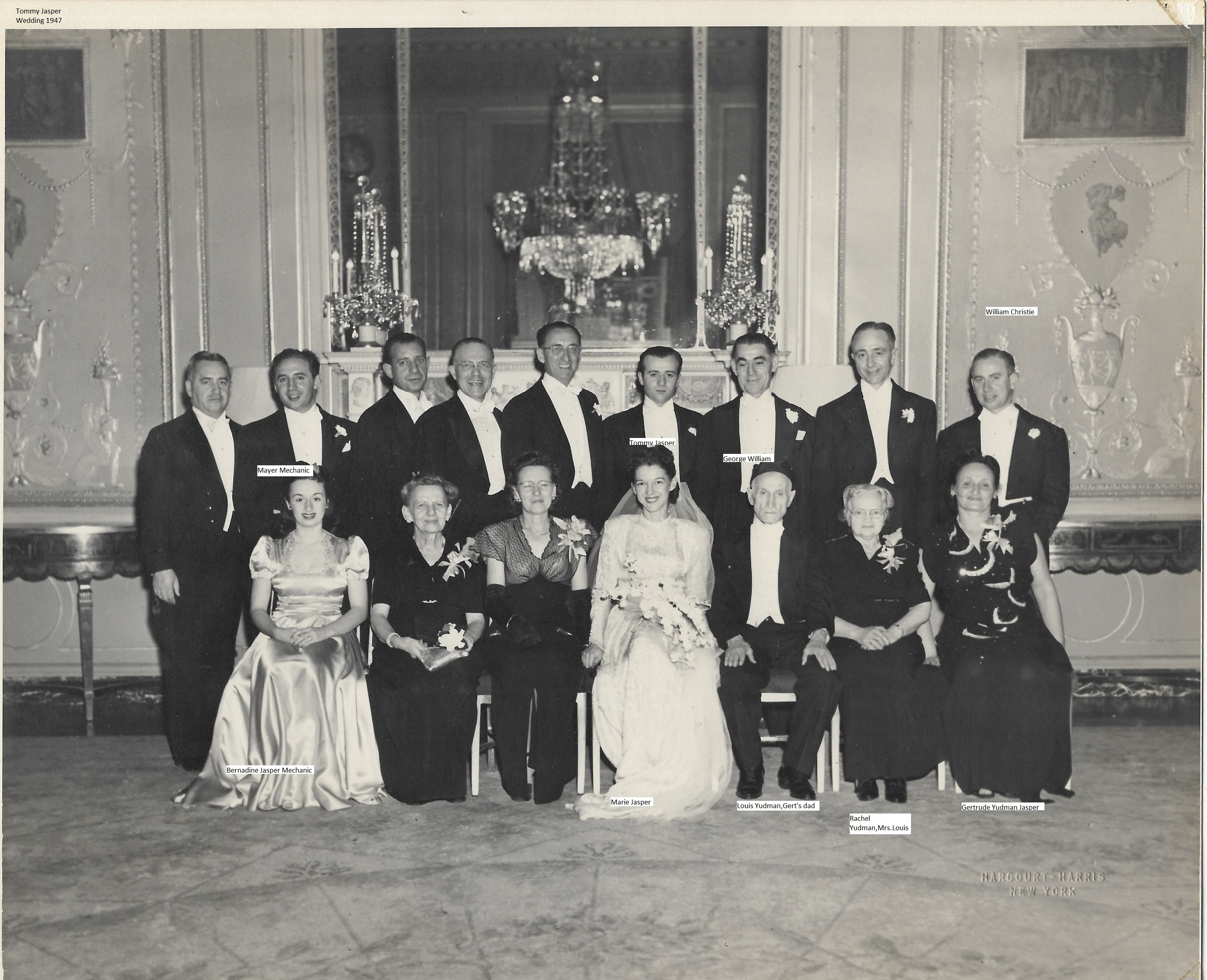 Mayer Mechanic, Marie Jasper, Tommy Jasper, George William, Gertrude Yudman Jasper, Rachel Yudman (Mrs. Louis), Louis Yudman (Gertrude's dad), Bernadine Jasper Mechanic