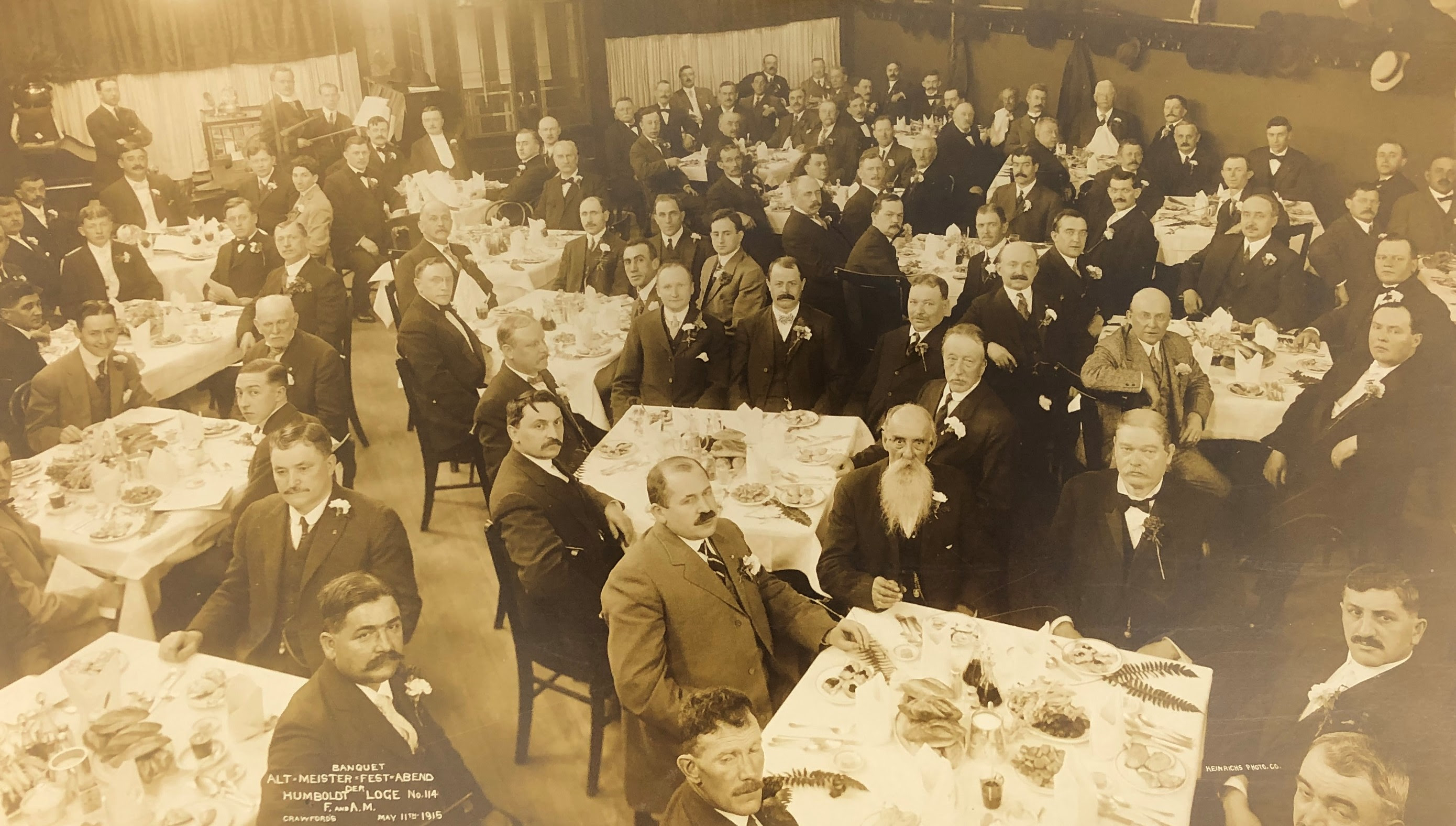 Alt-Meister-Fest-Abend Humboldt Lodge 114 Banquet, May 11, 1915, Paterson NJ, F. and A.M. Crawford's