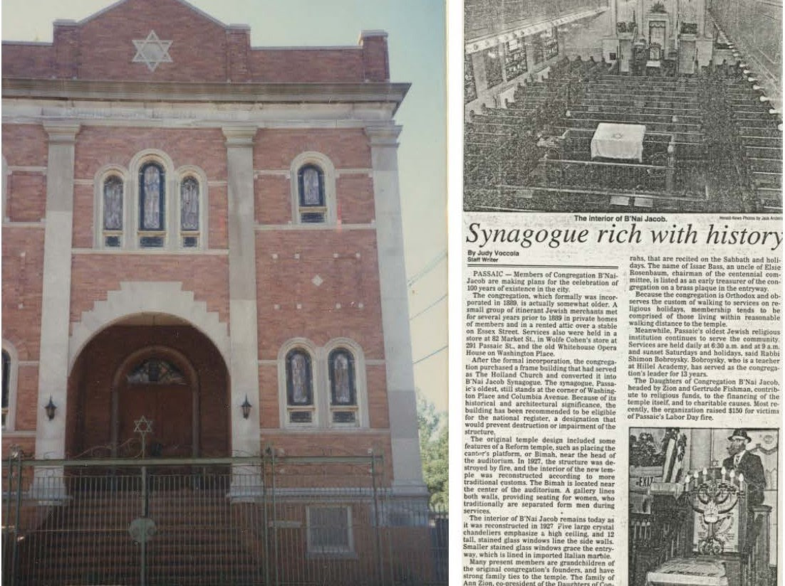 Congregation B'Nai Jacob history to 1889, Passaic NJ