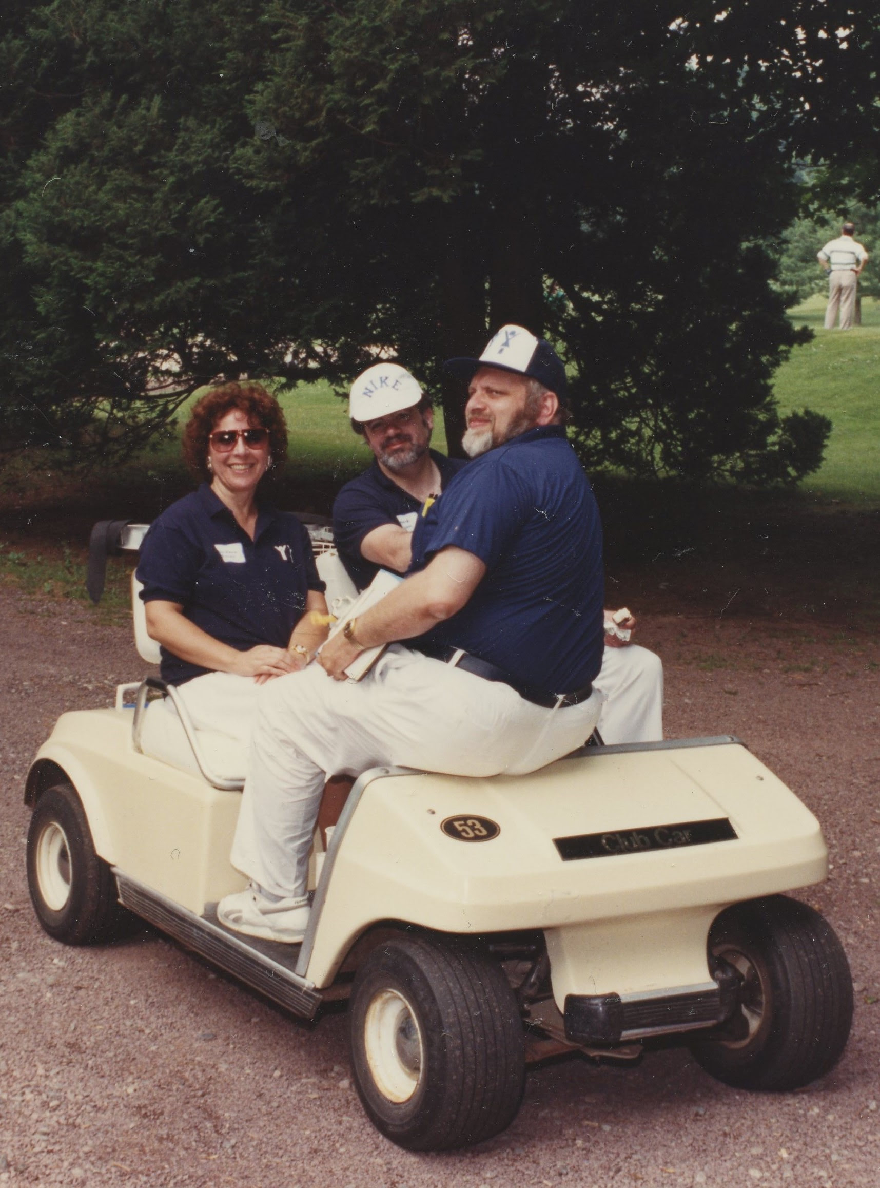 Wayne Y golf outing, golf cart, c.1991