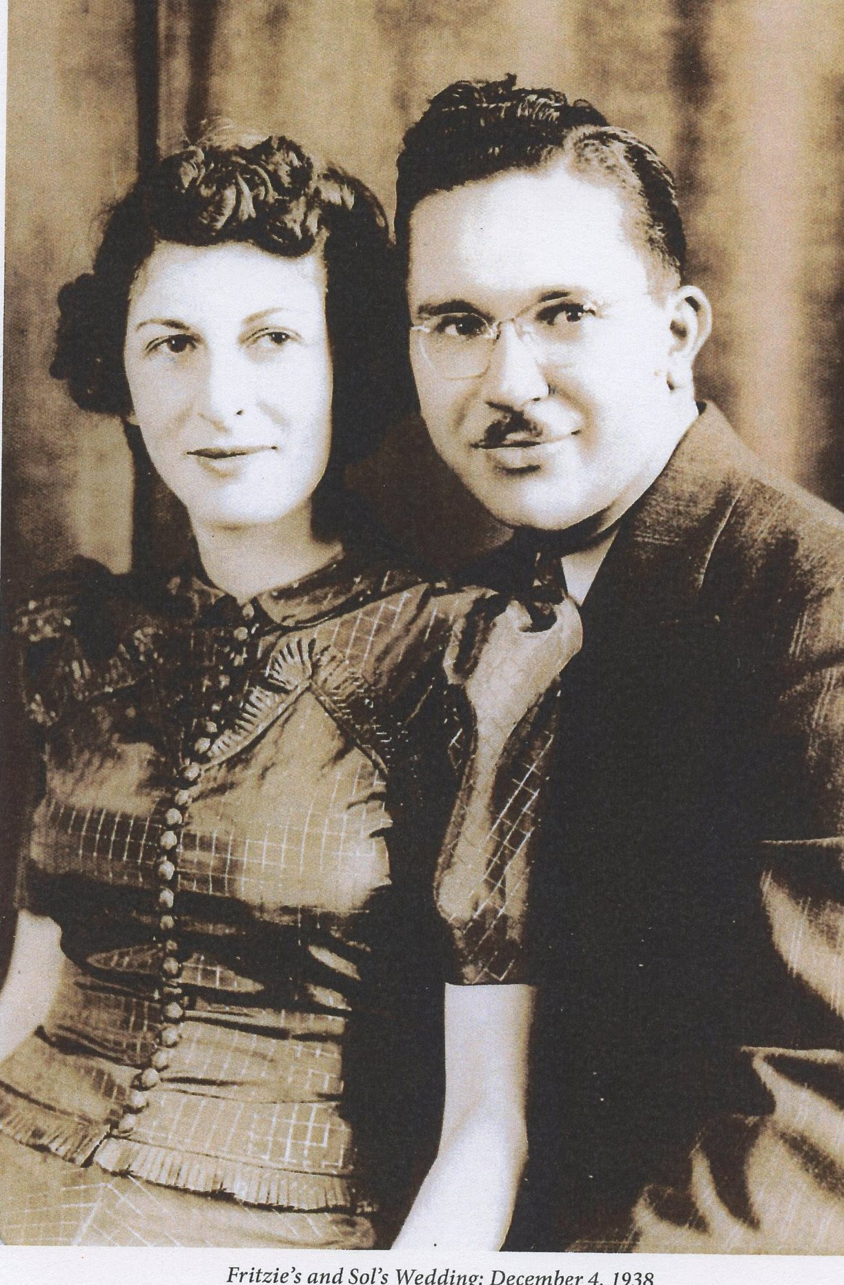 Wedding portrait, Fritzie and Sol Stein, December 4, 1938, Northern NJ