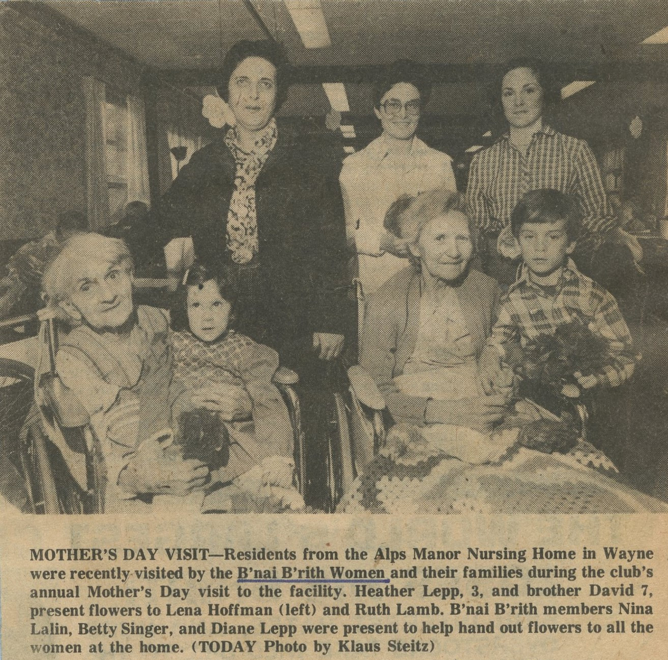 Lena Hoffman, Heather Lepp, Ruth Lamb, David Lepp, Nina Lalin, Betty Singer, Diane Lepp