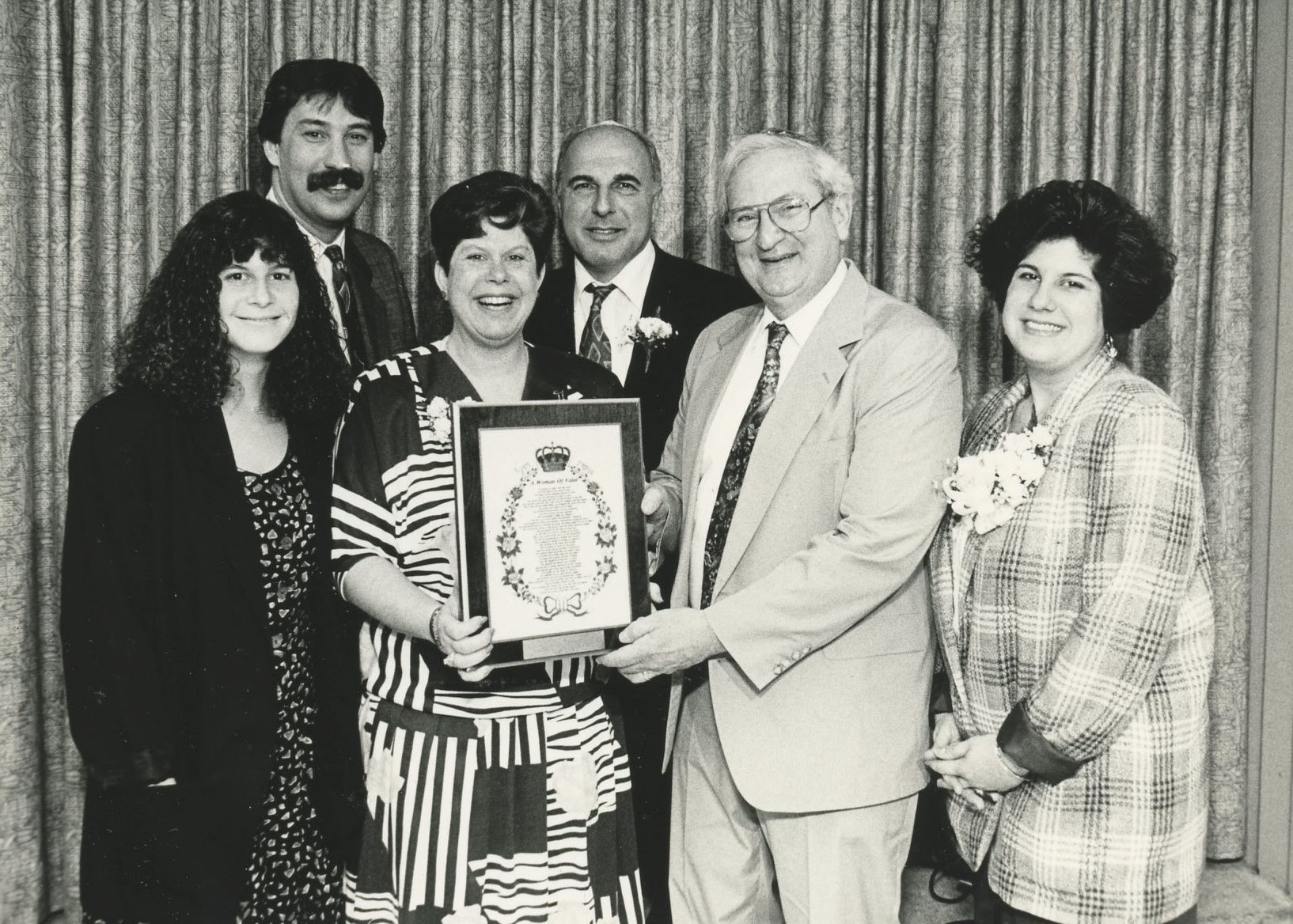 President Stanley Edelstein, Congregation B'nai Israel, Fair Lawn NJ, Dana Buerger, Rabbi Yaakov Thompson, Jeffery Buerger, Toby Buerger, 1993