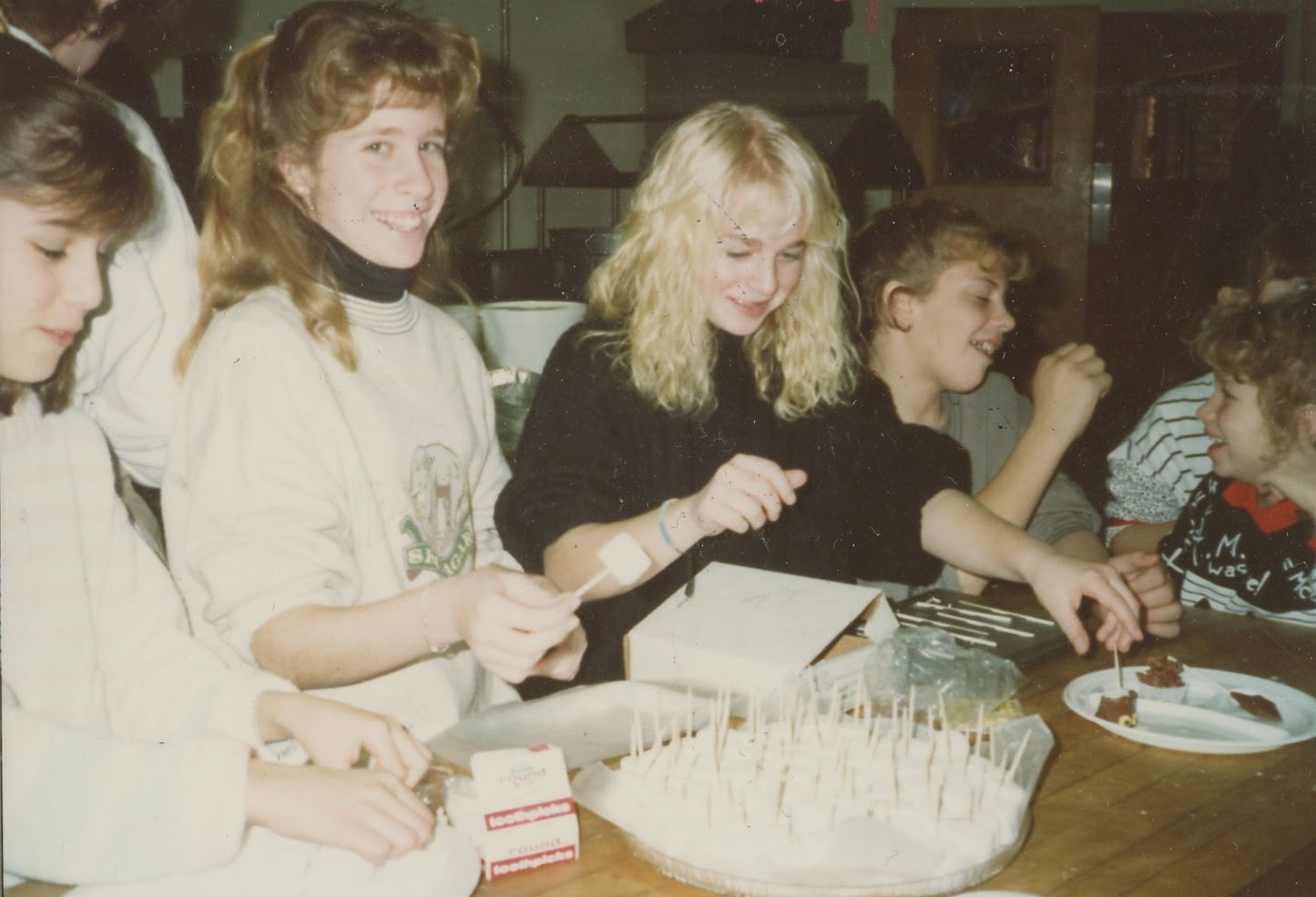 Hannukah baking, 1988, teens