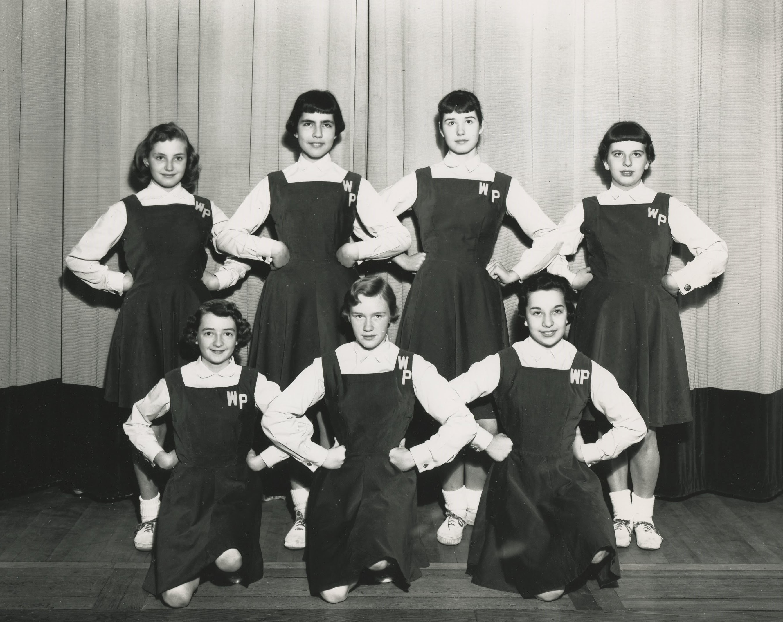 West Paterson High School, West Paterson NJ, cheerleaders, 1957