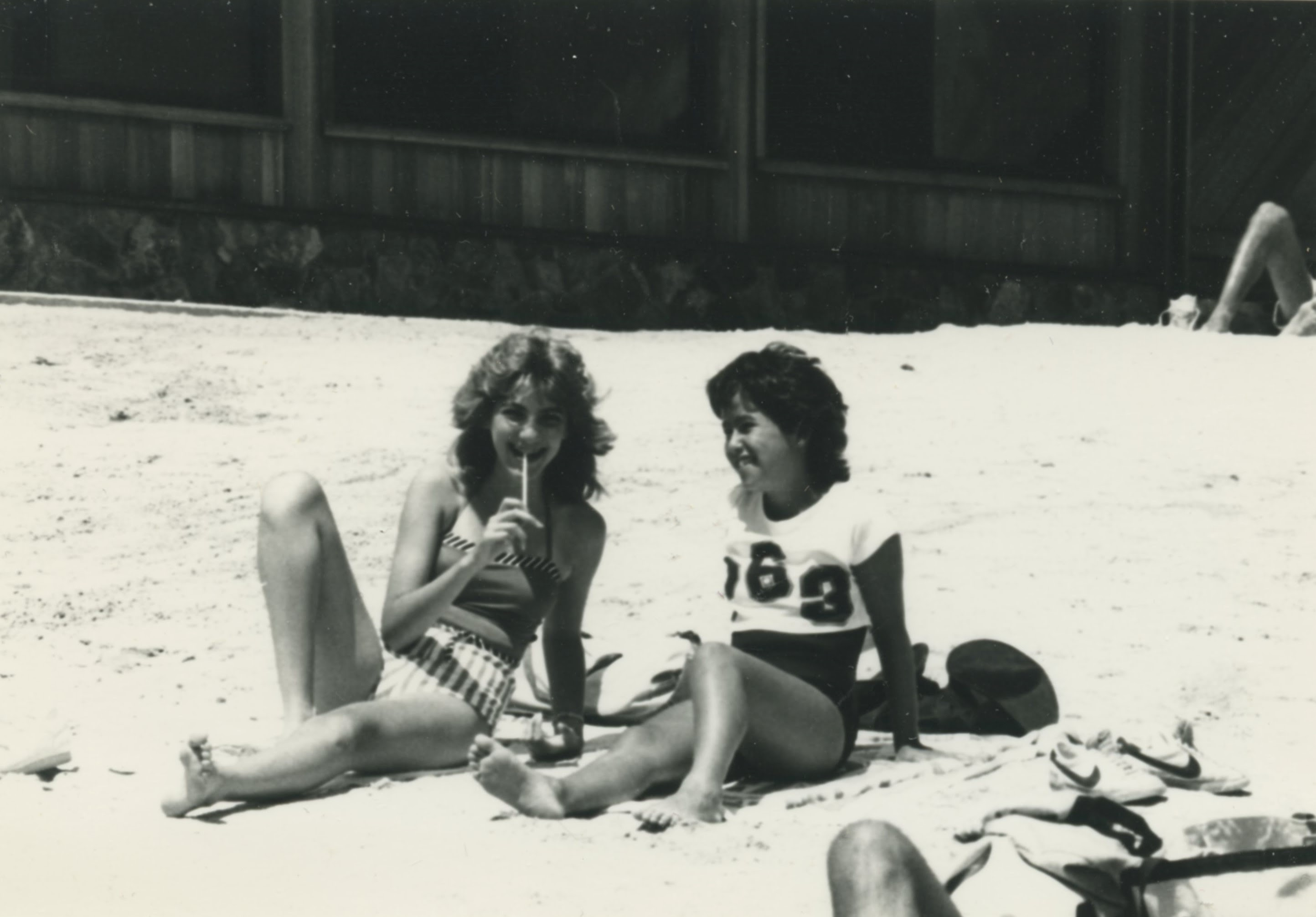 Two teen gals, beach, Northern New Jersey, summer