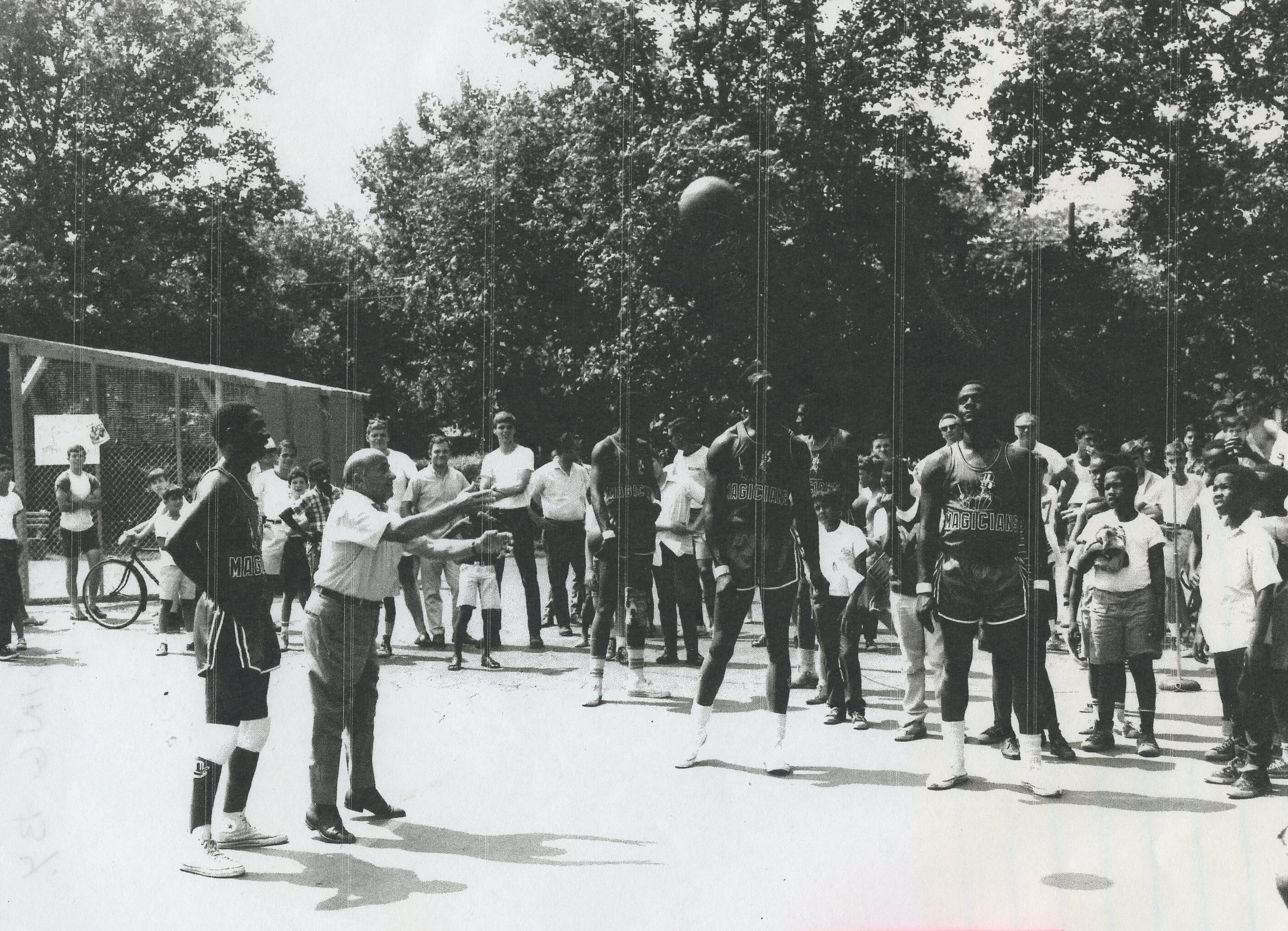 Sam Cohen (Local 464 Meatcutters Union), Harlem Magicians shooting hoops, Northern New Jersey