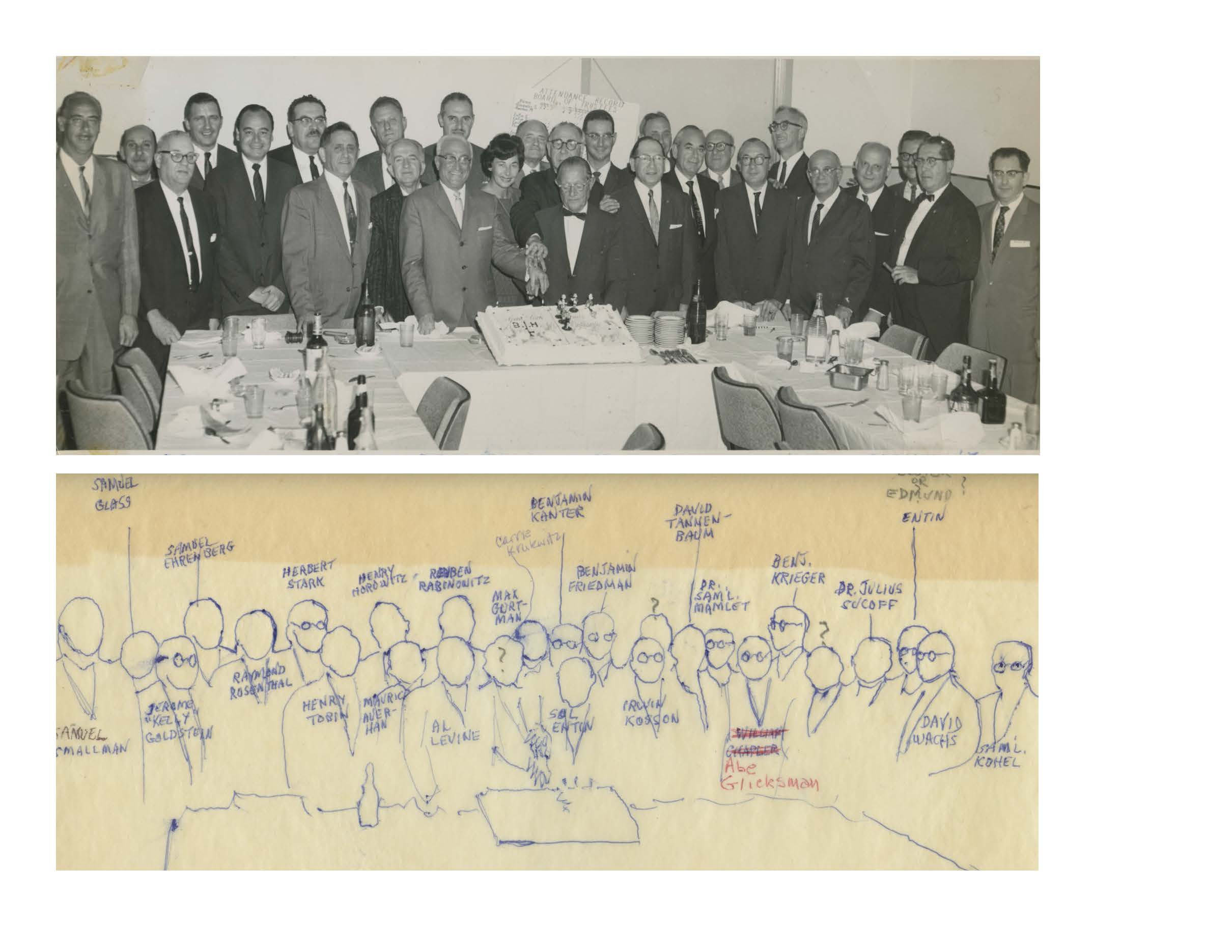 Beth Israel Hospital Board of Trustees, Passaic NJ, Samuel Smallman, Samuel Glass, Jerome "Kelly" Goldstein, Samuel Ehrenberg, Raymond Rosenthal, Herbert Stark, Henry Tobin, Maurice Averhan, Henry Horowitz, Al Levine, Reuben Rabinowitz, Max Gurtman, Carrie Krulewitz, Benjamin Kanter, Sol Entin, Bejamin Friedman, Irwin Kosson, David Tannenbaum, Sam L. Mamlet, Abe Glicksman, Ben J. Krieger, Julius Sucoff, Edmund Entin, David Wachs, Sam L. Kohel