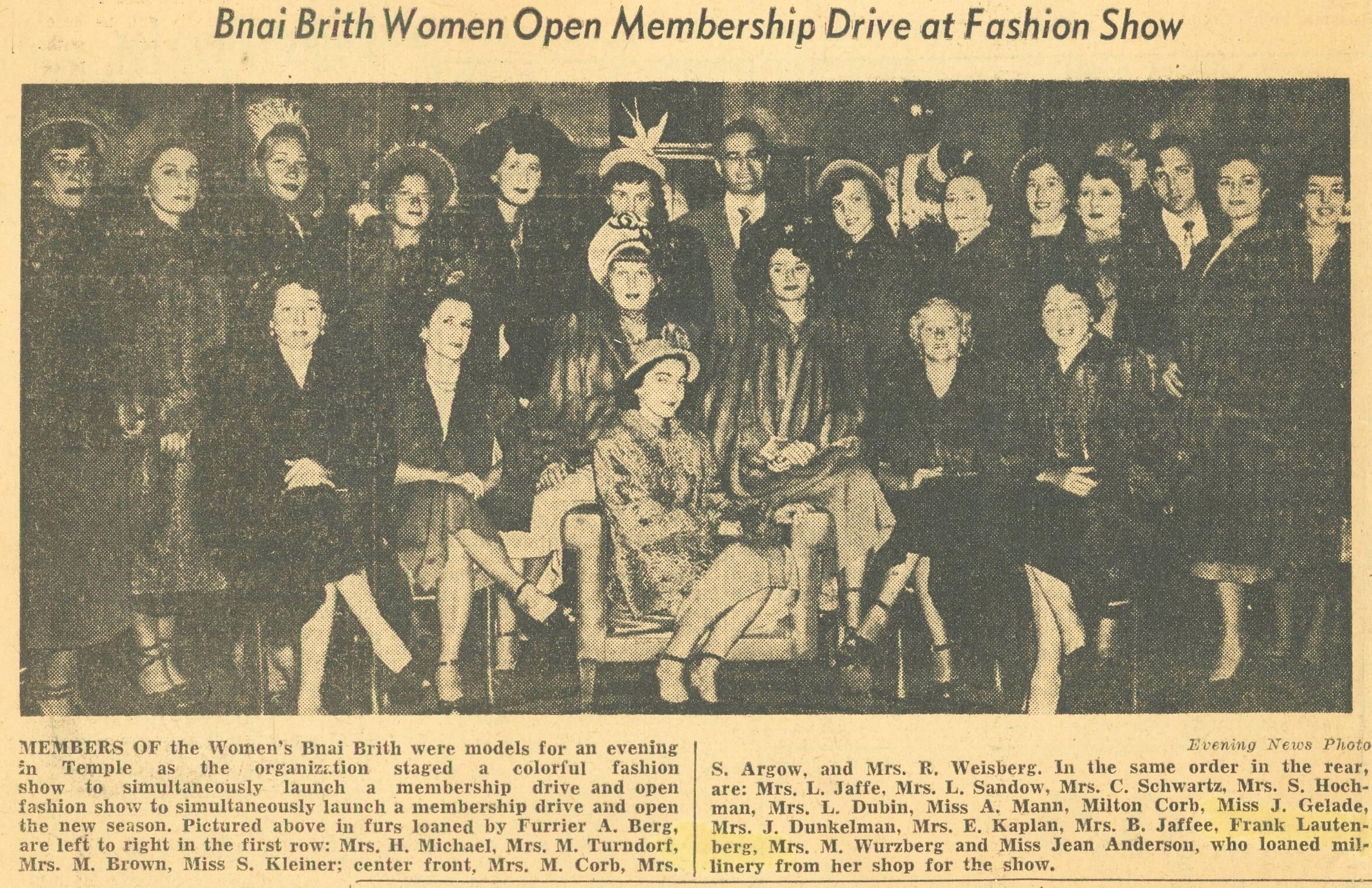 Bnai Brith Women Open Membership Drive