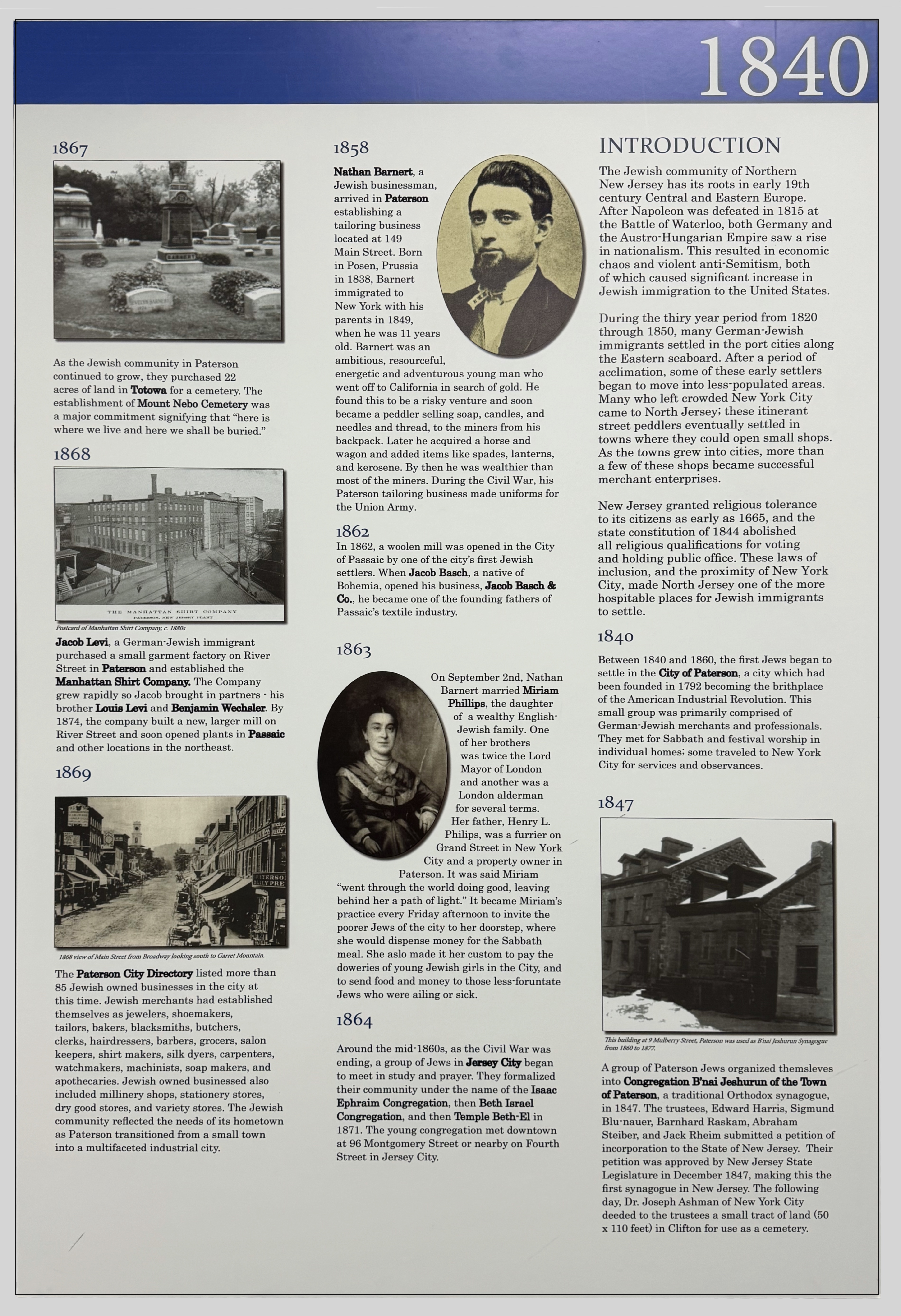 Timeline Panel 1: Decades 1840 through 1860