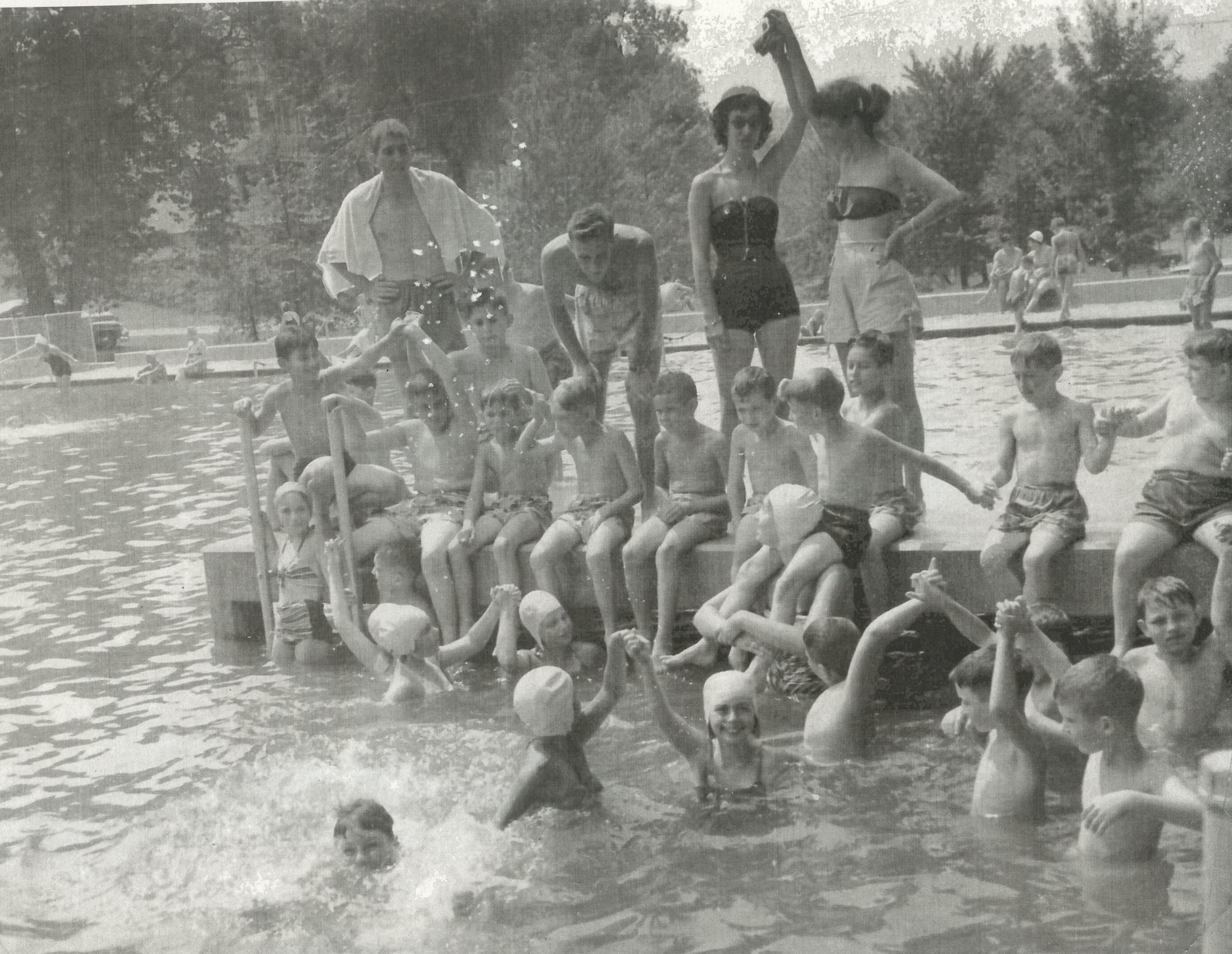 Camp Veritans, campers, counselors, swim time, Passaic New Jersey