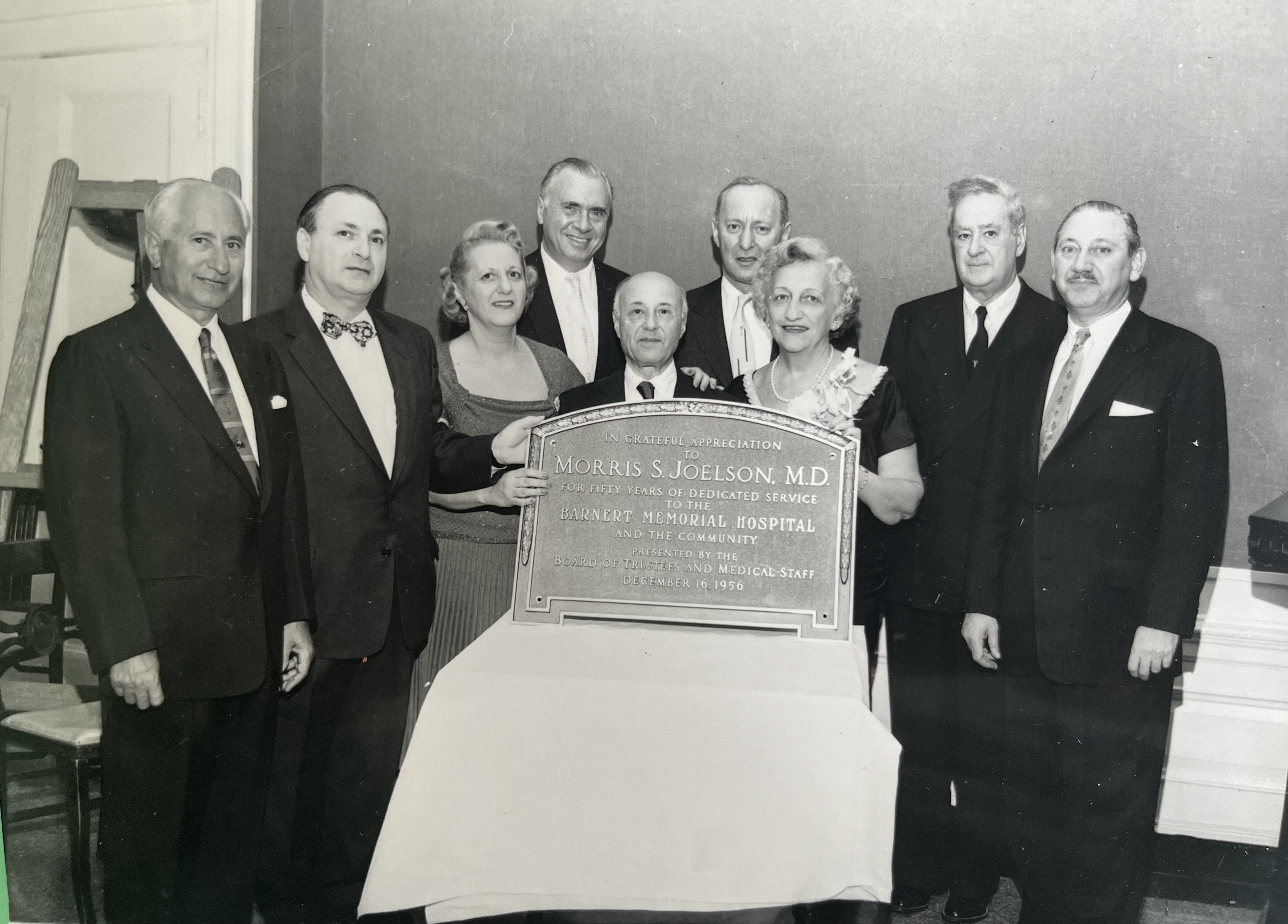 Dr. Joelson being honored for 50 years of service in 1956