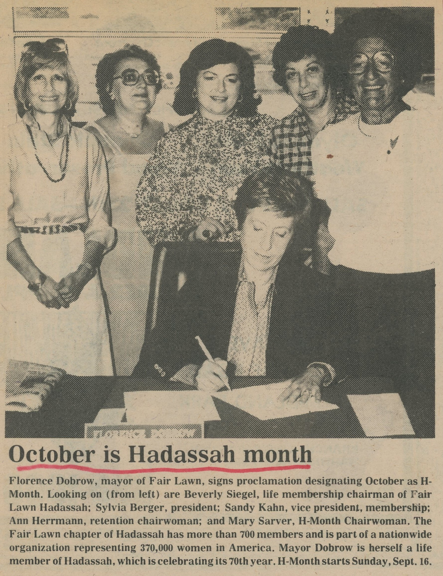 October is Hadassah month