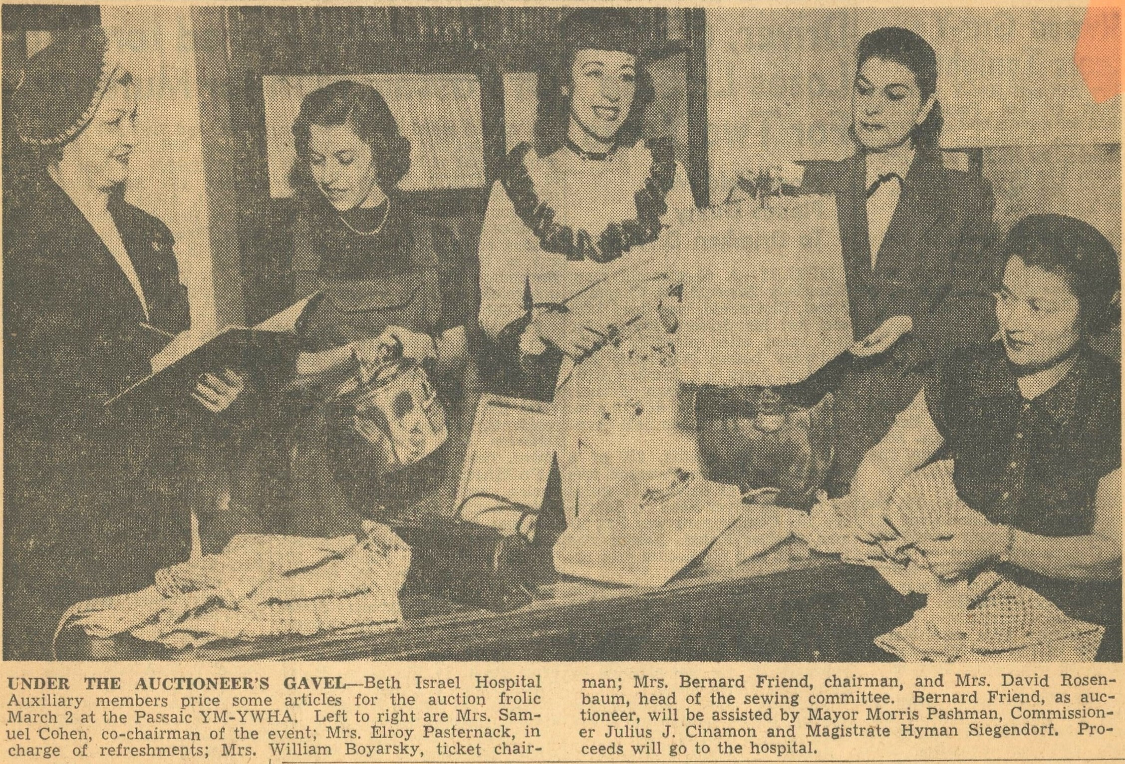 Beth Israel Hospital Auxiliary members