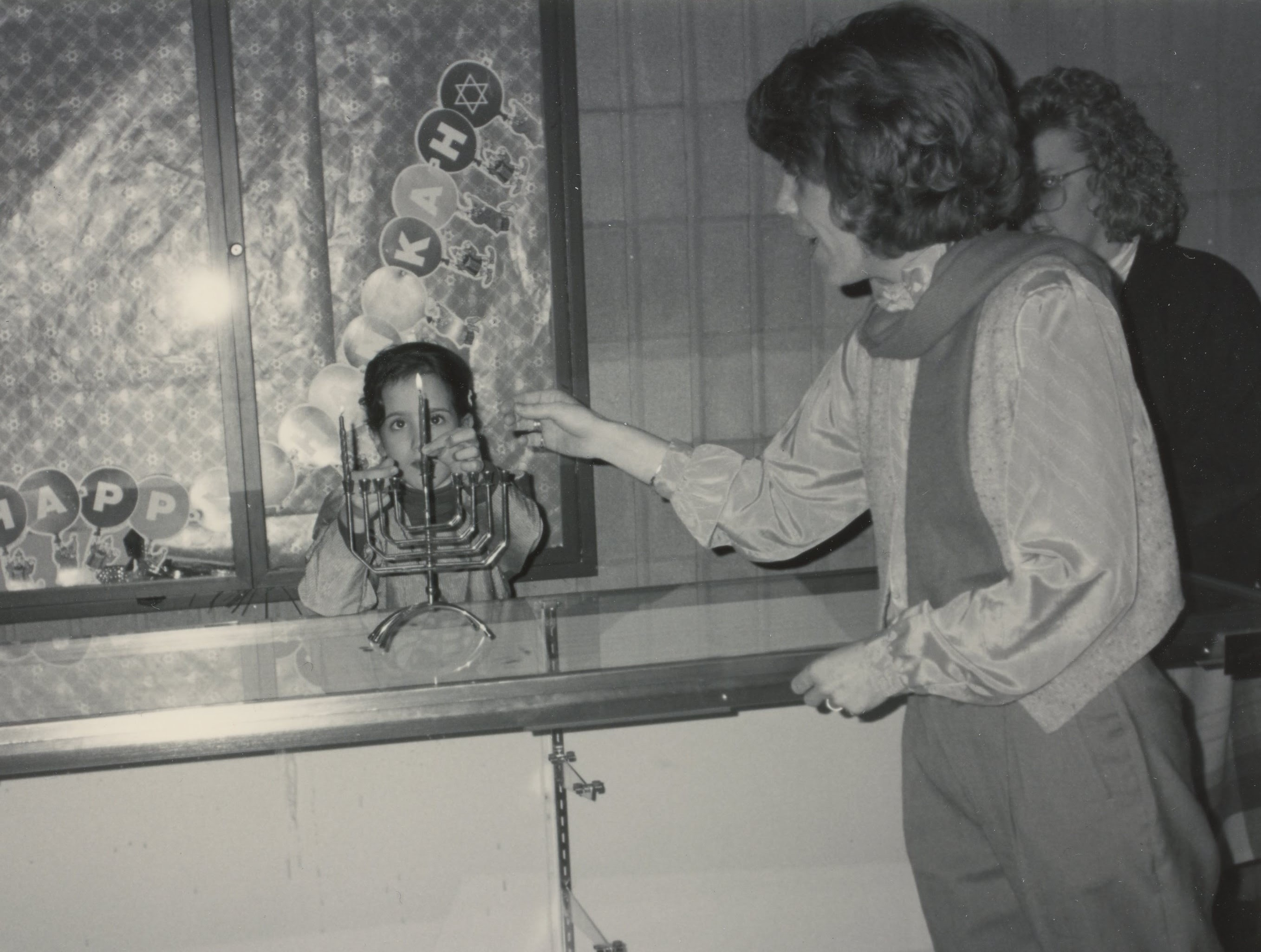Hanukkah candle lighting at Wayne Y, 1990