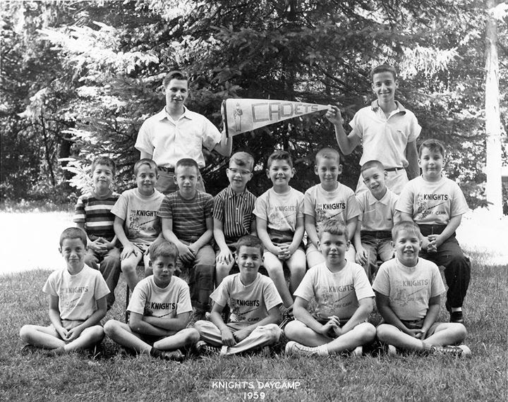Knights Day Camp, Upper Saddle River, NJ, 1959 Cadet boys' & counselors' group photo