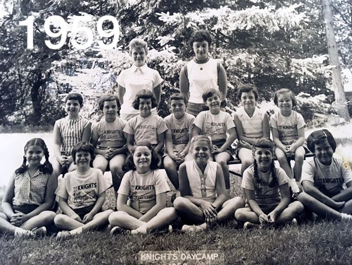 Knights Day Camp, Upper Saddle River, NJ, 1959 girls' & counselors' group photo