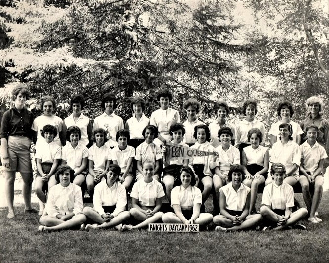 Knights Day Camp, Upper Saddle River, NJ, 1962 Teen Queens girls' & counselors' group photo