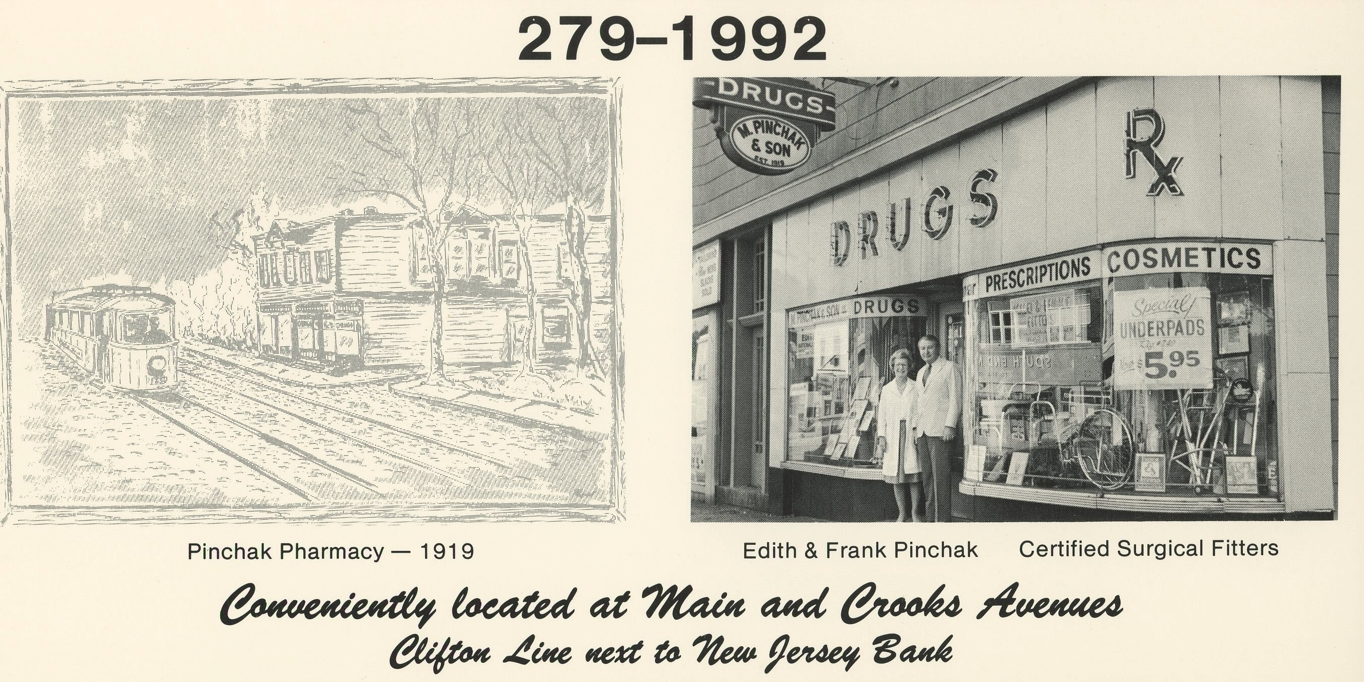 Edith Pinchak, Frank Pinchak, M. Pinchak & Son Pharmacy, Paterson, New Jersey, Clifton Line West