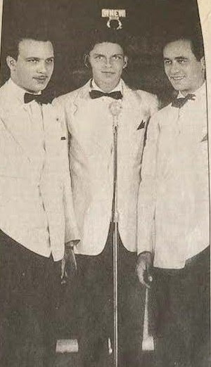 John Buccini, Frank Sinatra, Harry Schuchman, Rustic Cabin performance, 1938, WNEW