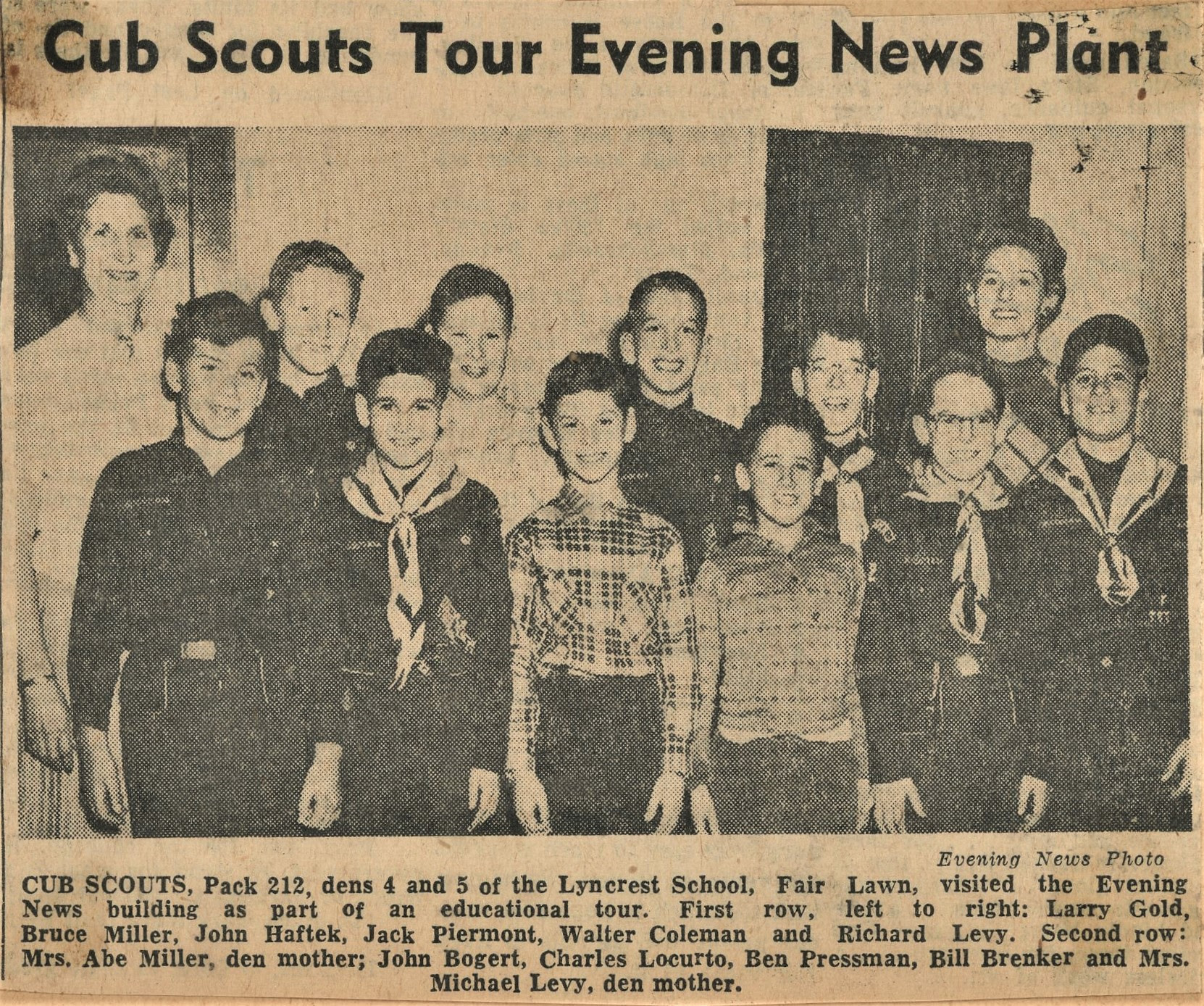 Cub Scouts, Fair Lawn New Jersey, 1956, Evening News Building tour