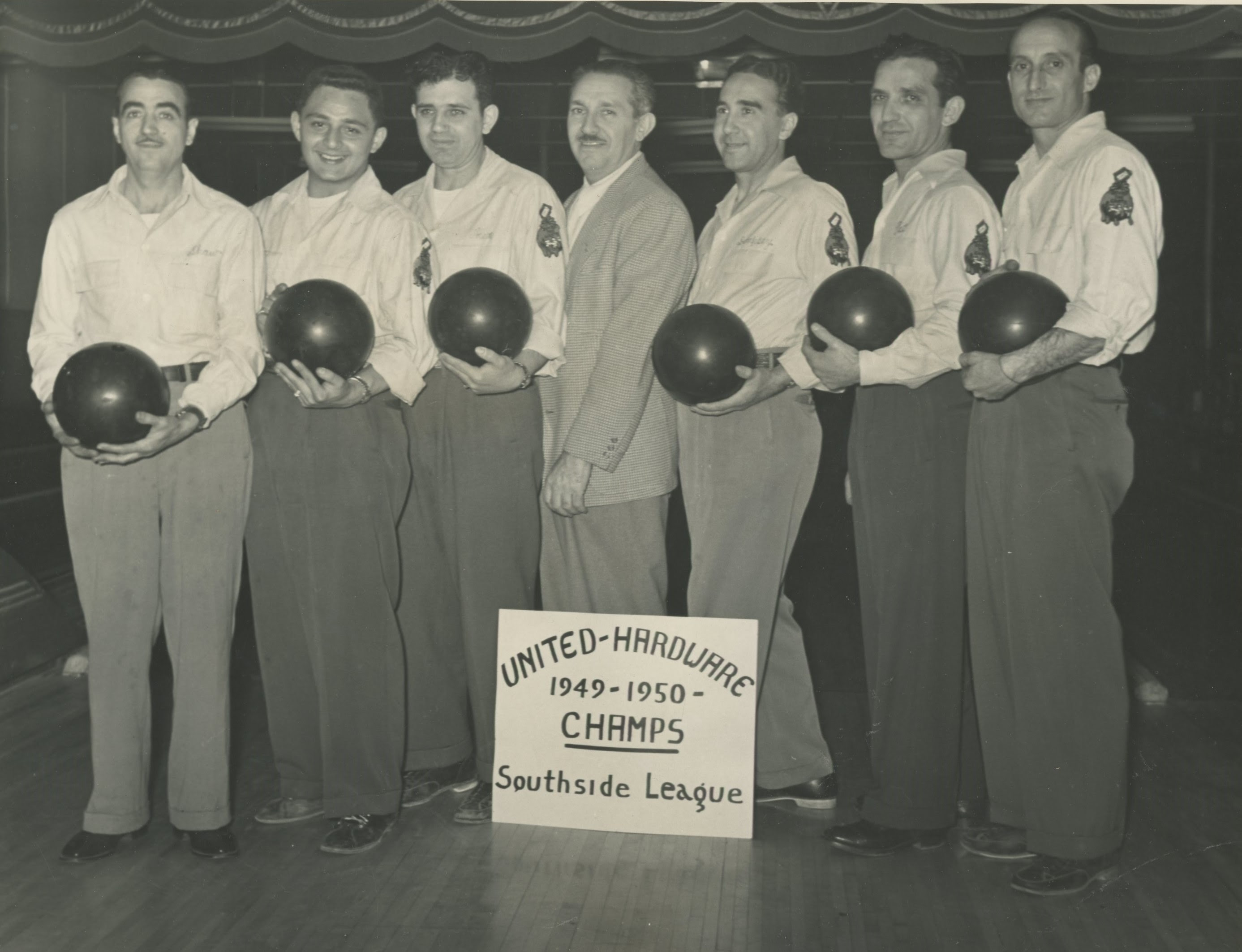 United Hardware 1949-1950 Bowling Champs, Southside League, Paterson New Jersey