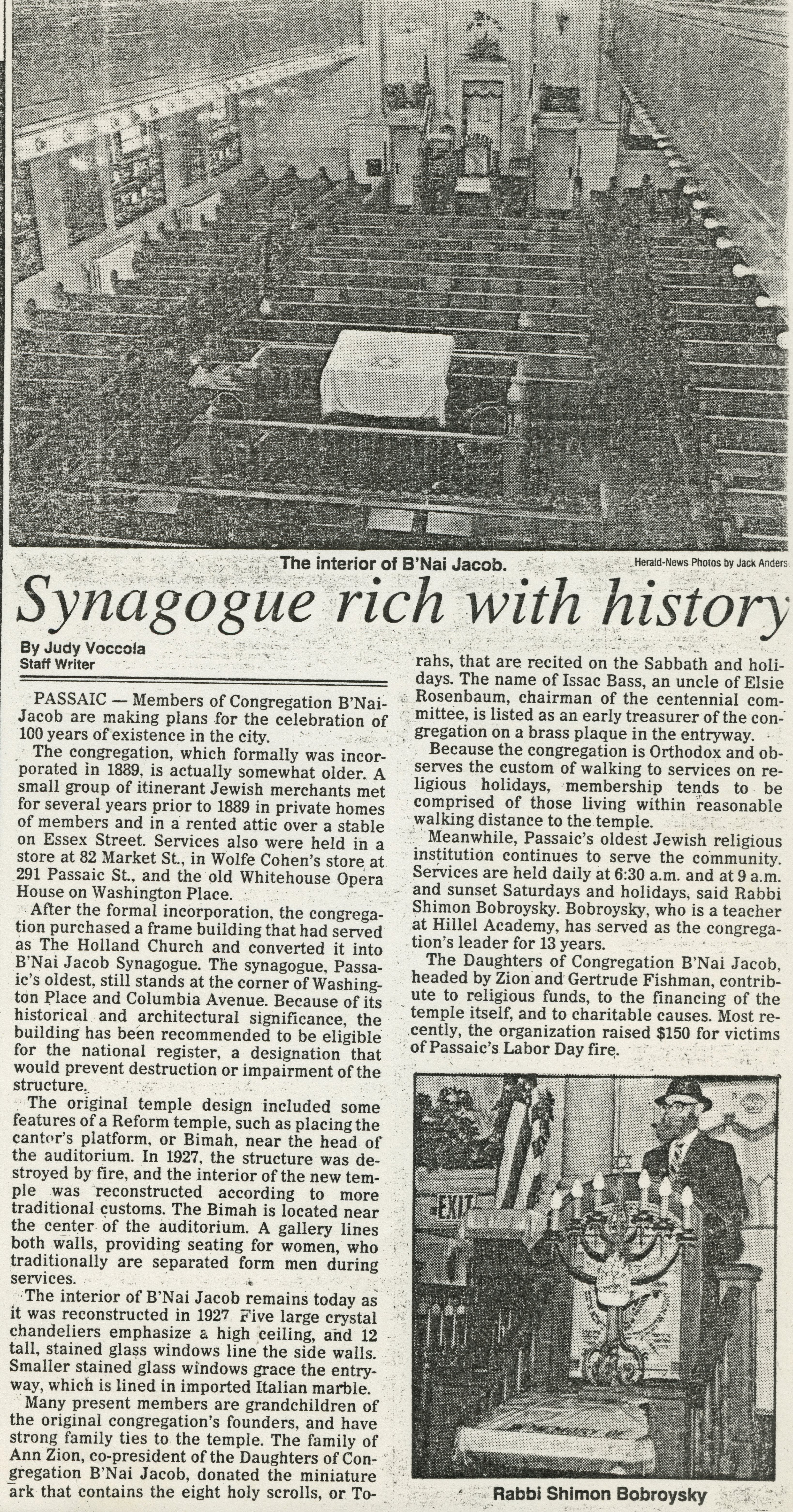 B'nai Jacob 100-year Anniversary Celebration