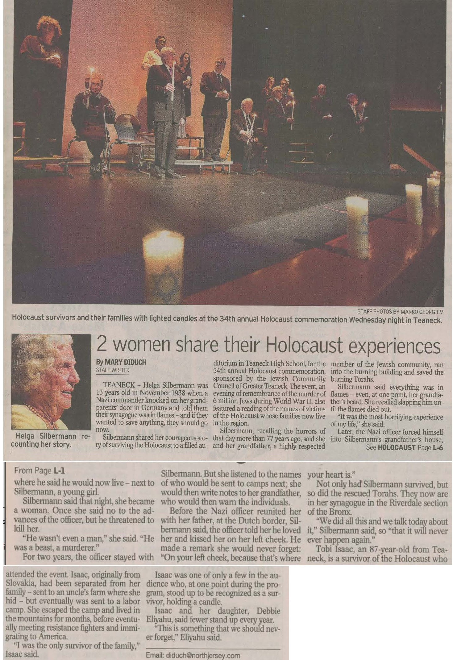 Tobi Isaac Holocaust survivor Slovakia, Yom HaShoah, Teaneck New Jersey, 