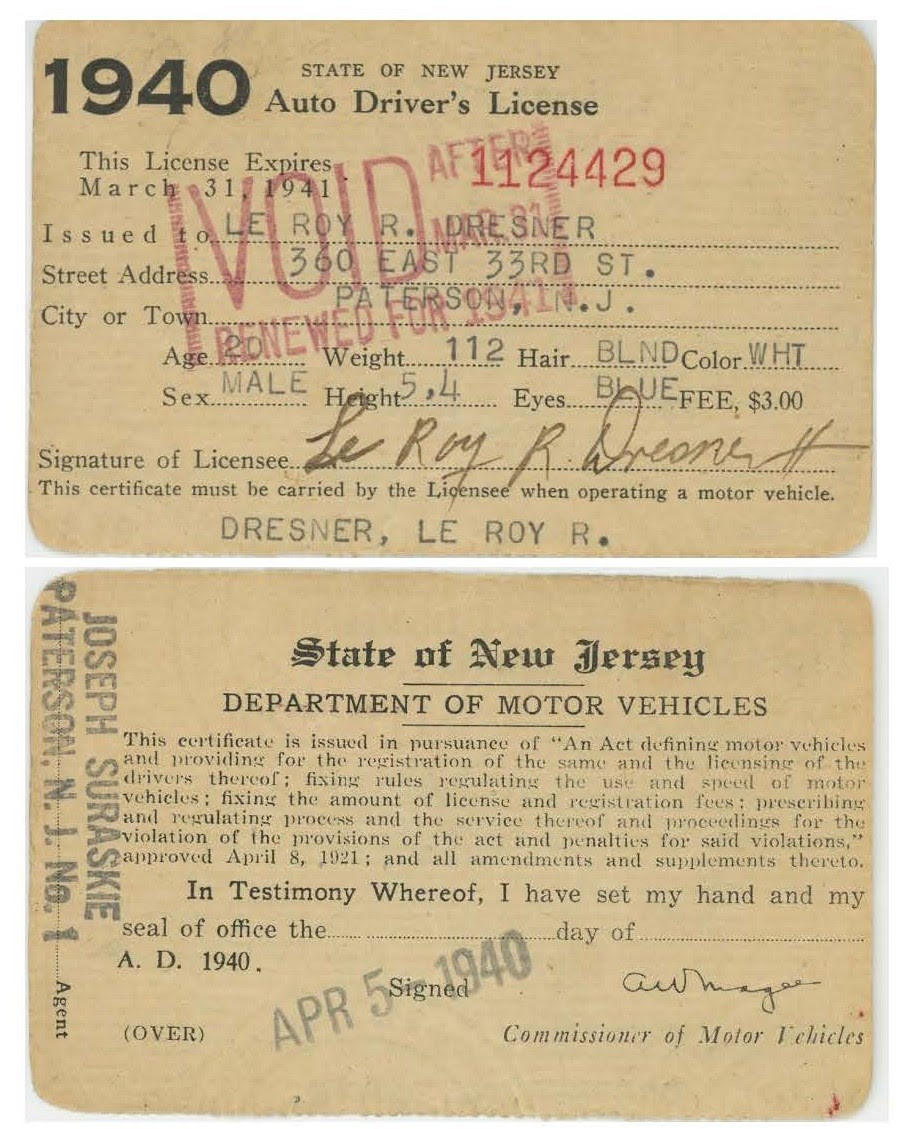 LeRoy Dresner driver license