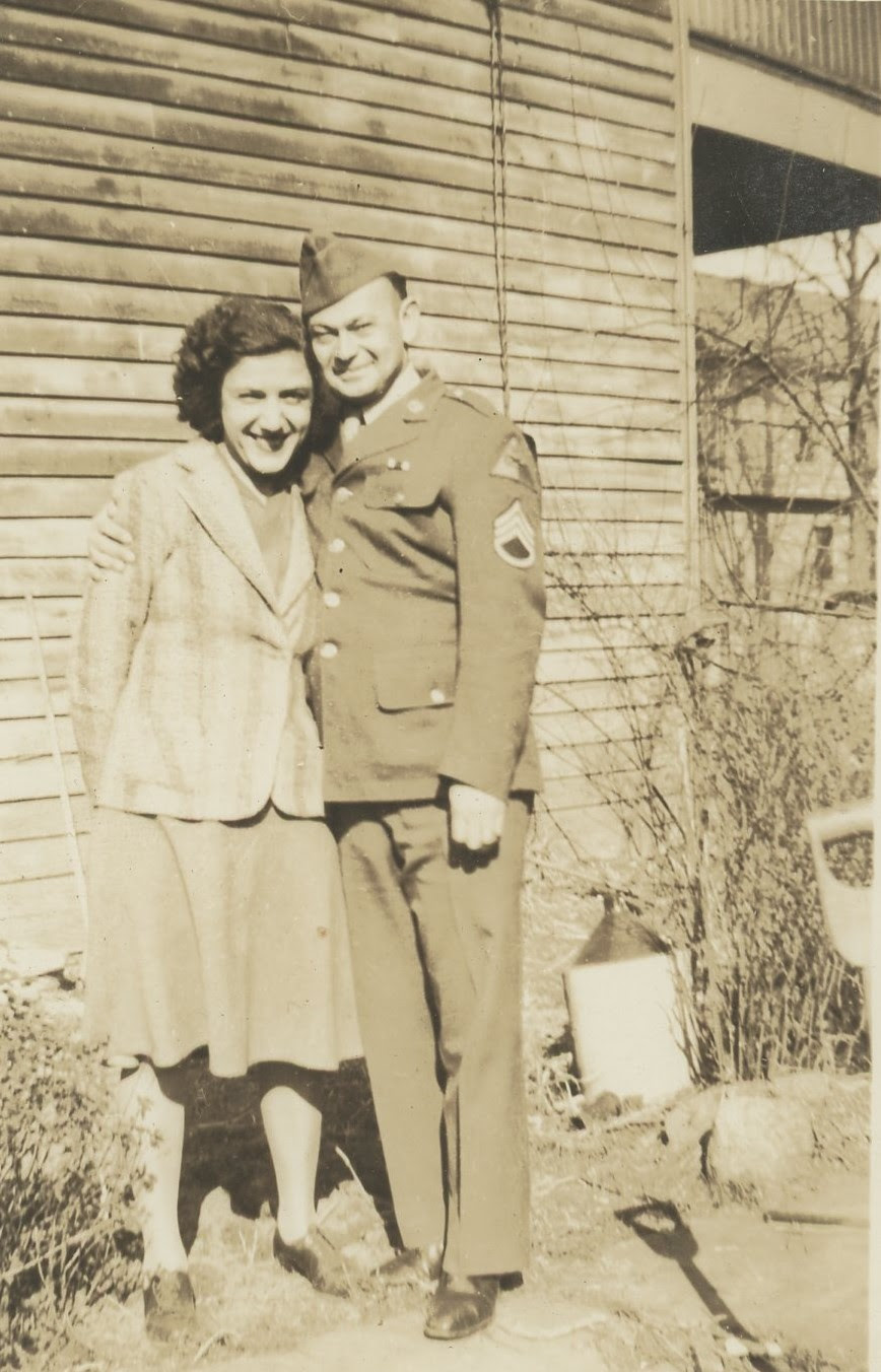 Mildred Gutin, Lew Gutin in military uniform, 1944, Paterson New Jersey