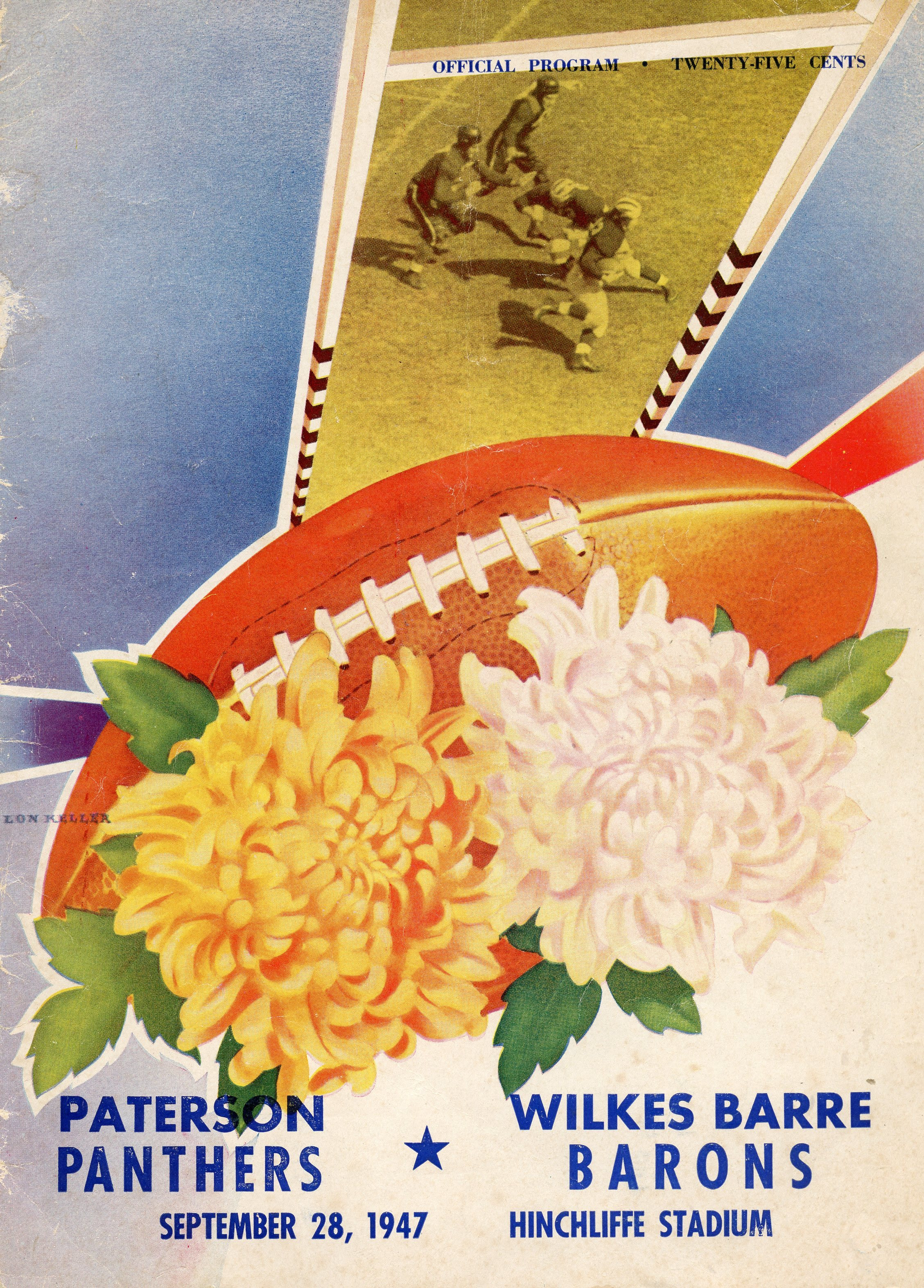 Football game program, Paterson Panthers, Wilkes Barre Barons, 1947, Paterson New Jersey