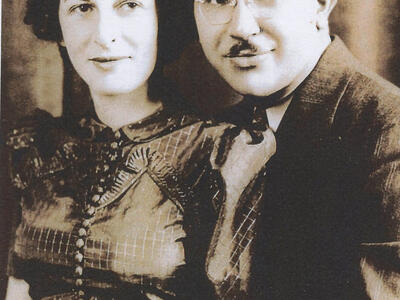 Wedding portrait, Fritzie and Sol Stein, December 4, 1938, Northern NJ