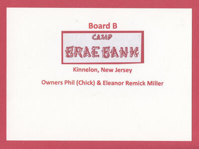 Camp Brae Bank, Kinnelon NJ, Phil (Chick) Miller, Eleanor Remick Miller