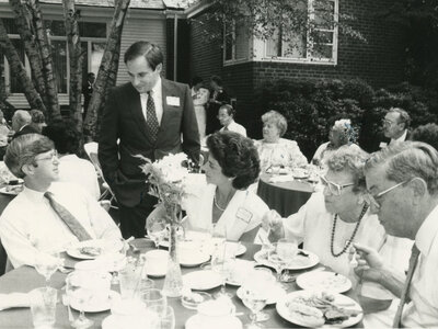 Congressman Robert Torricelli, Larry Eisen, Marsha Eisen, Miriam Hockheiser, Arthur Hockheiser, Teaneck NJ, Hackensack NJ, June 1986
