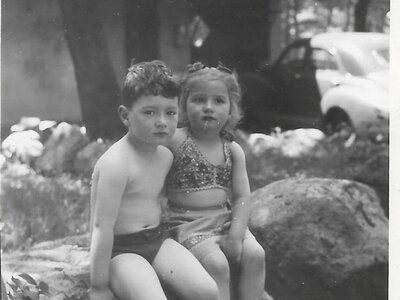 Paterson, New Jersey, Richard Namkin, Joyce Namkin, c. 1946, bathing suits, home, autombile