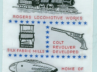 Paterson New Jersey, Bicentennial commemorative bookmark, 1976, Passaic Falls, Rogers Locomotive Works, Silk Fabric Mills, Colt Revolver, Holland Submarine
